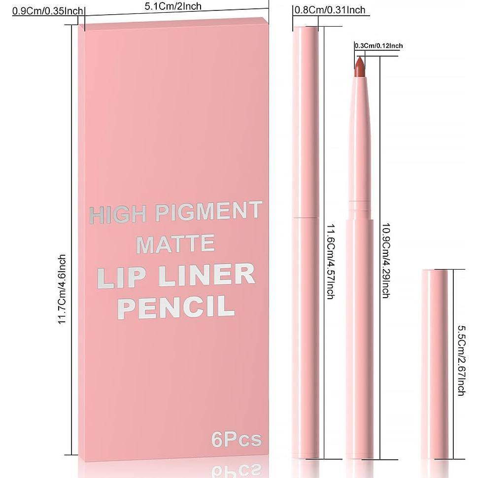 Set 6 Lápices Delineadores de Labios evpct - Mate y Cremoso