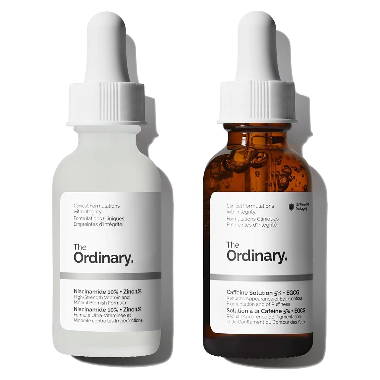 Set de Cuidado Facial The Ordinary - Niacinamida 10% + Zinc 1% 29.57 ml y Cafeína 5% 29.57 ml