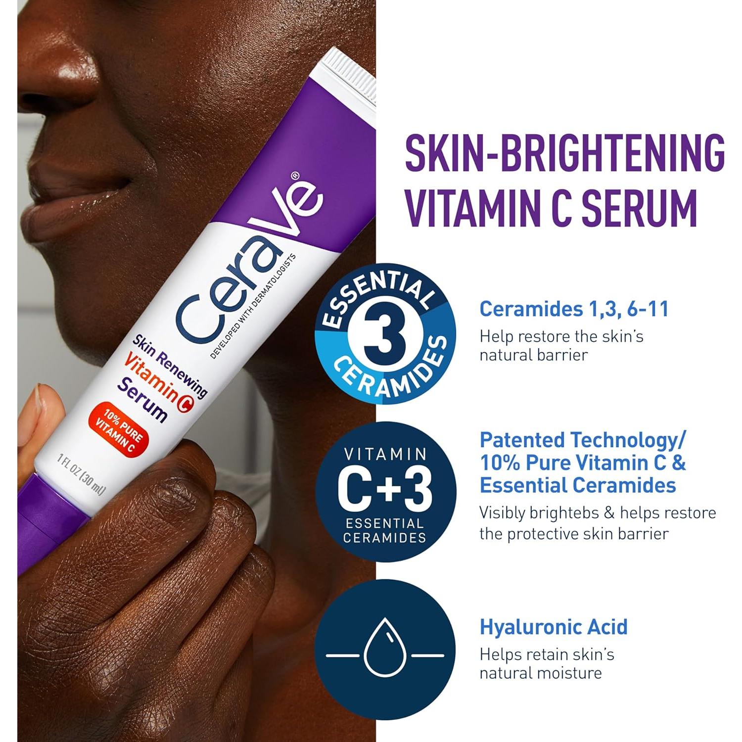 Set Cuidado de Piel CeraVe: Suero Vitamina C 30ml + Crema Nocturna 50ml