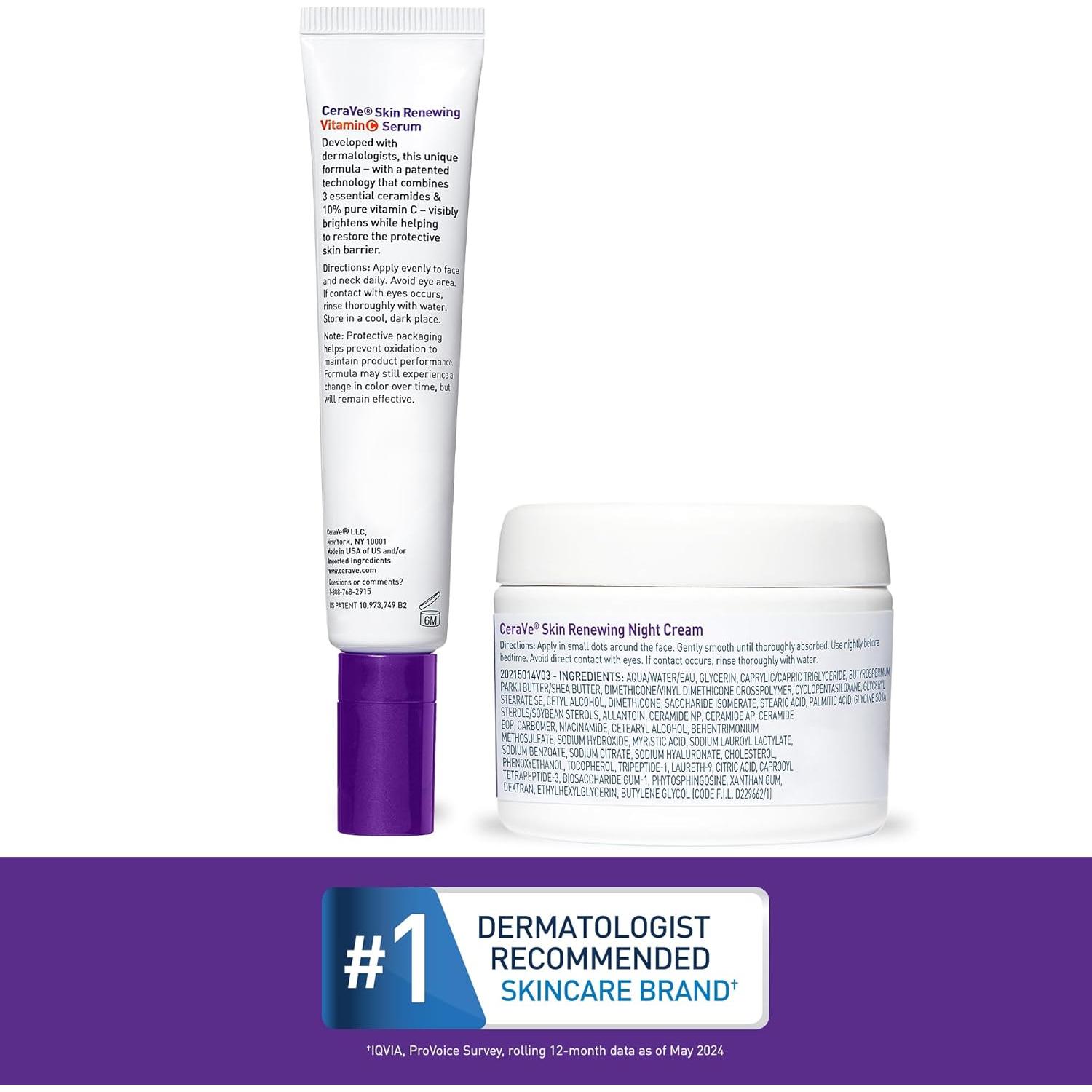 Set Cuidado de Piel CeraVe: Suero Vitamina C 30ml + Crema Nocturna 50ml