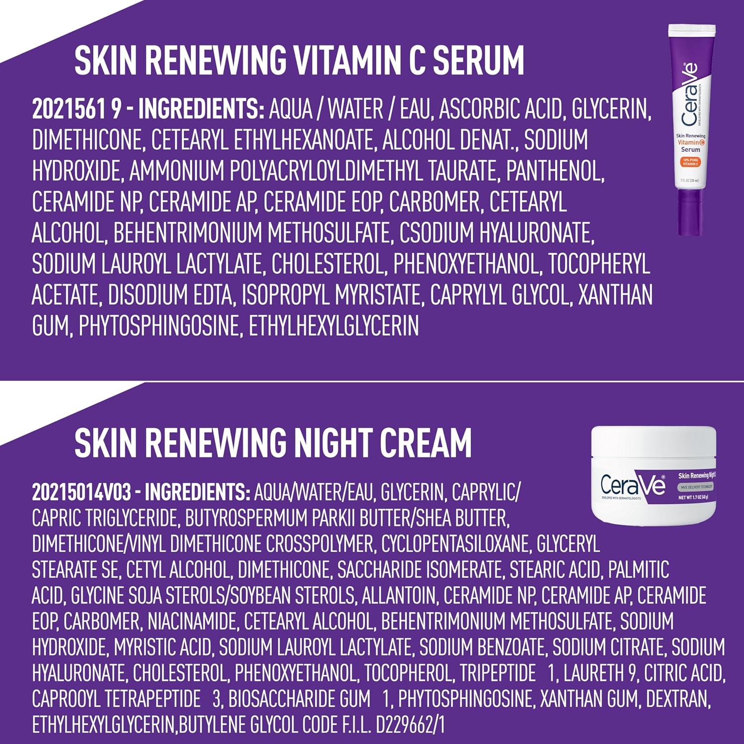 Set Cuidado de Piel CeraVe: Suero Vitamina C 30ml + Crema Nocturna 50ml