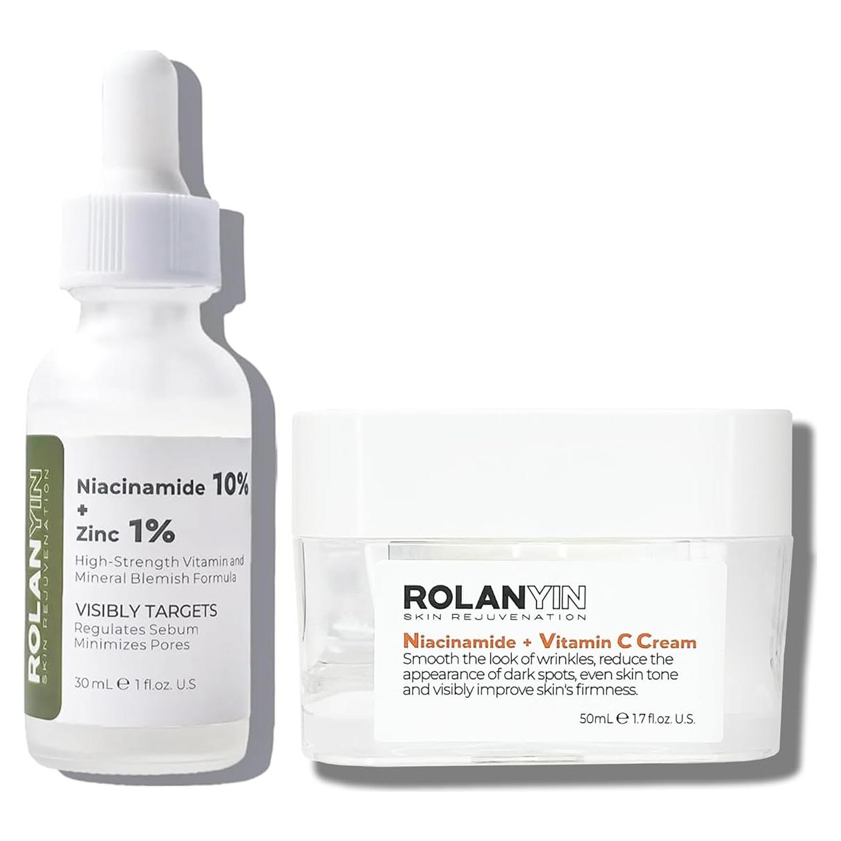 ROLANYIN Suero Niacinamida 10% + Zinc 1% y Crema Vitamina C