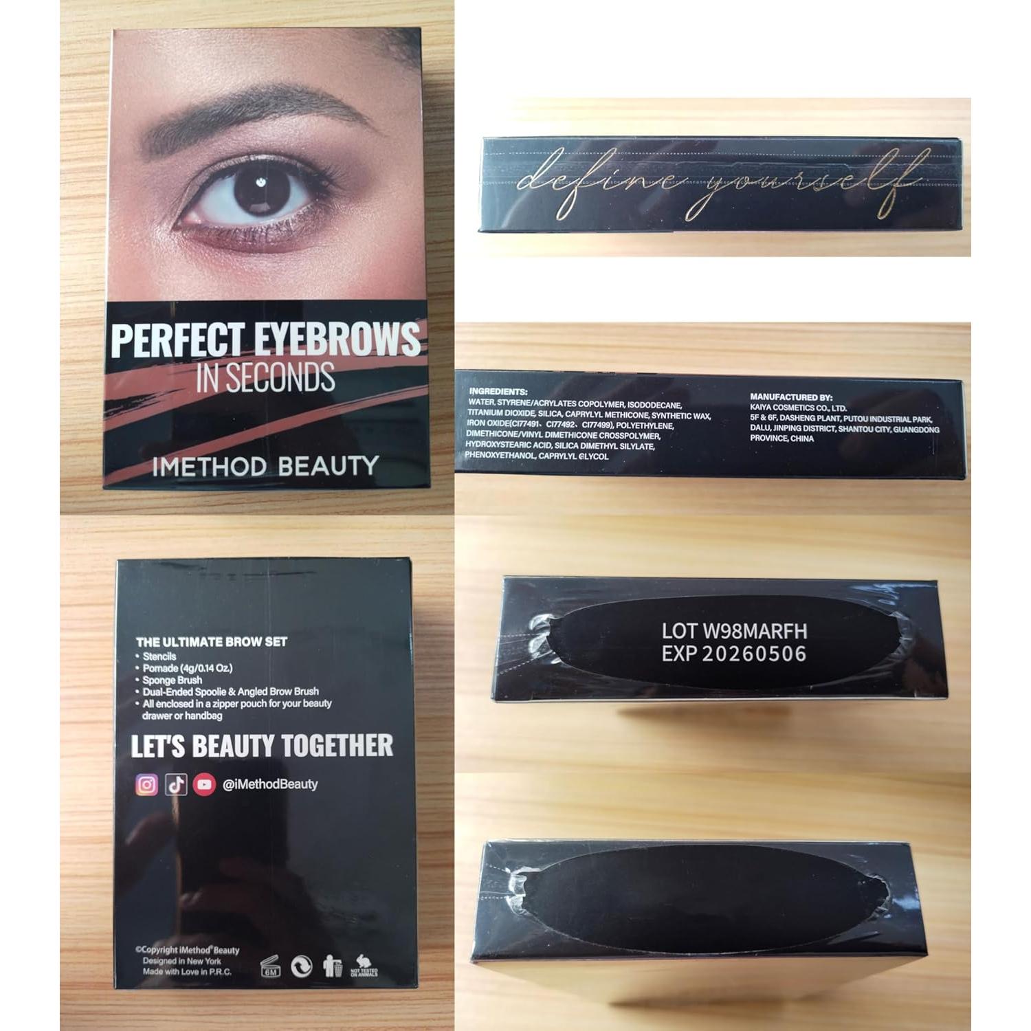 Kit de Sello de Cejas iMethod - Plantillas y Pomada Marrón Oscuro