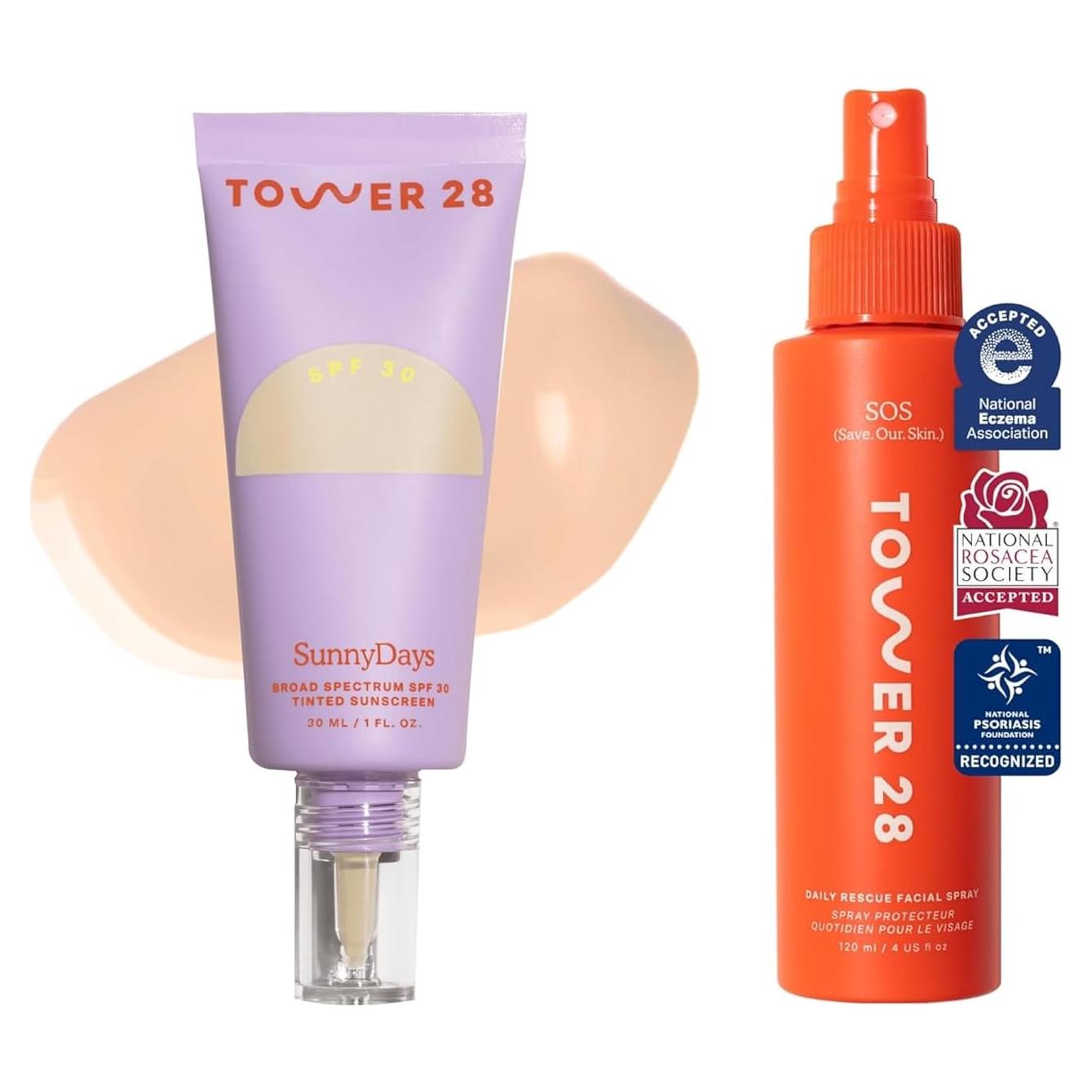 Protector Solar Tinte SPF 30 Tower 28 + Spray Facial SOS 118ml