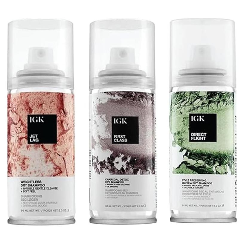 Conjunto de Champú Seco IGK - 3 x 56.7 g - Detox, Jet Lag, Vuelo Directo