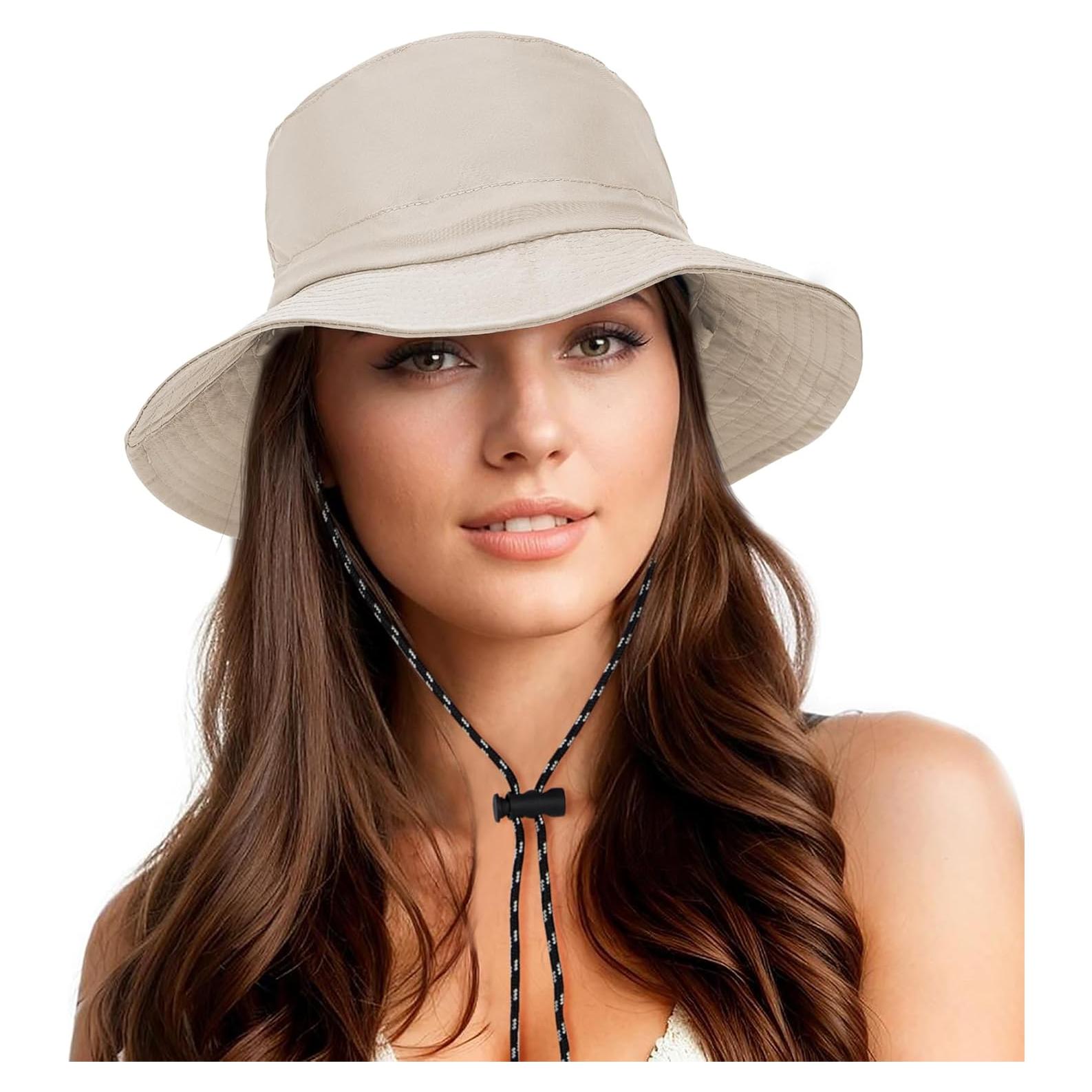 Sombrero de Cubo Impermeable Durio para Mujer UPF 50+ Beige