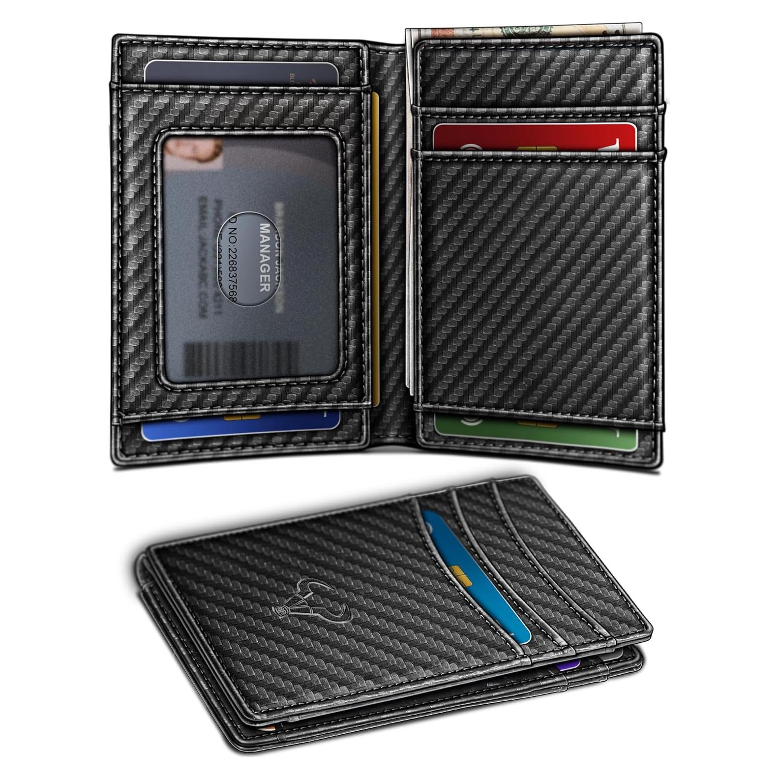 Billetera delgada Bulliant para hombres - Cuero RFID negro