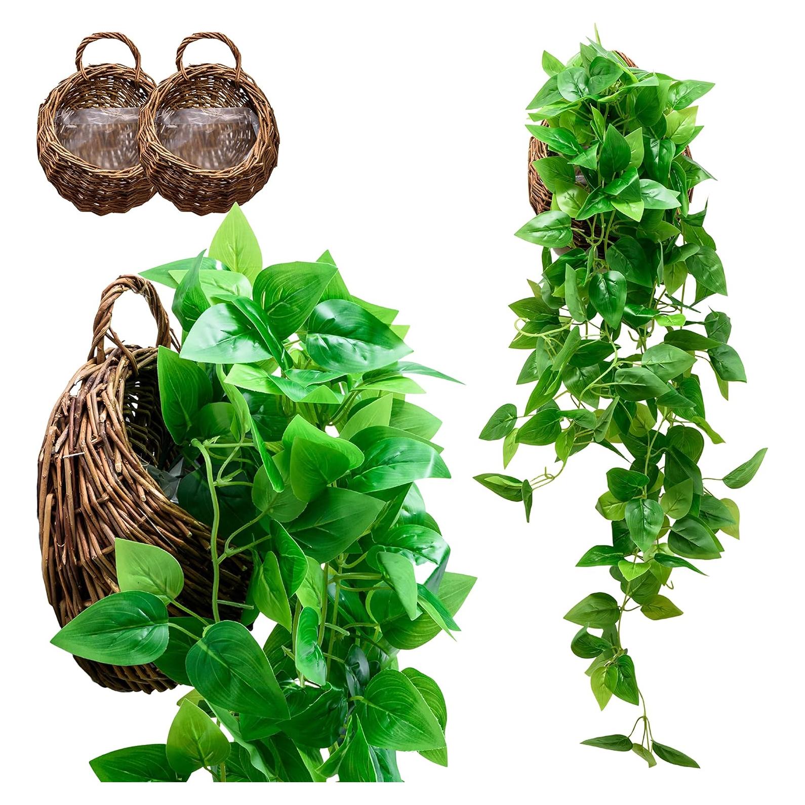 Paquete 2 Plantas Colgantes Falsas Tapeera con Cestas