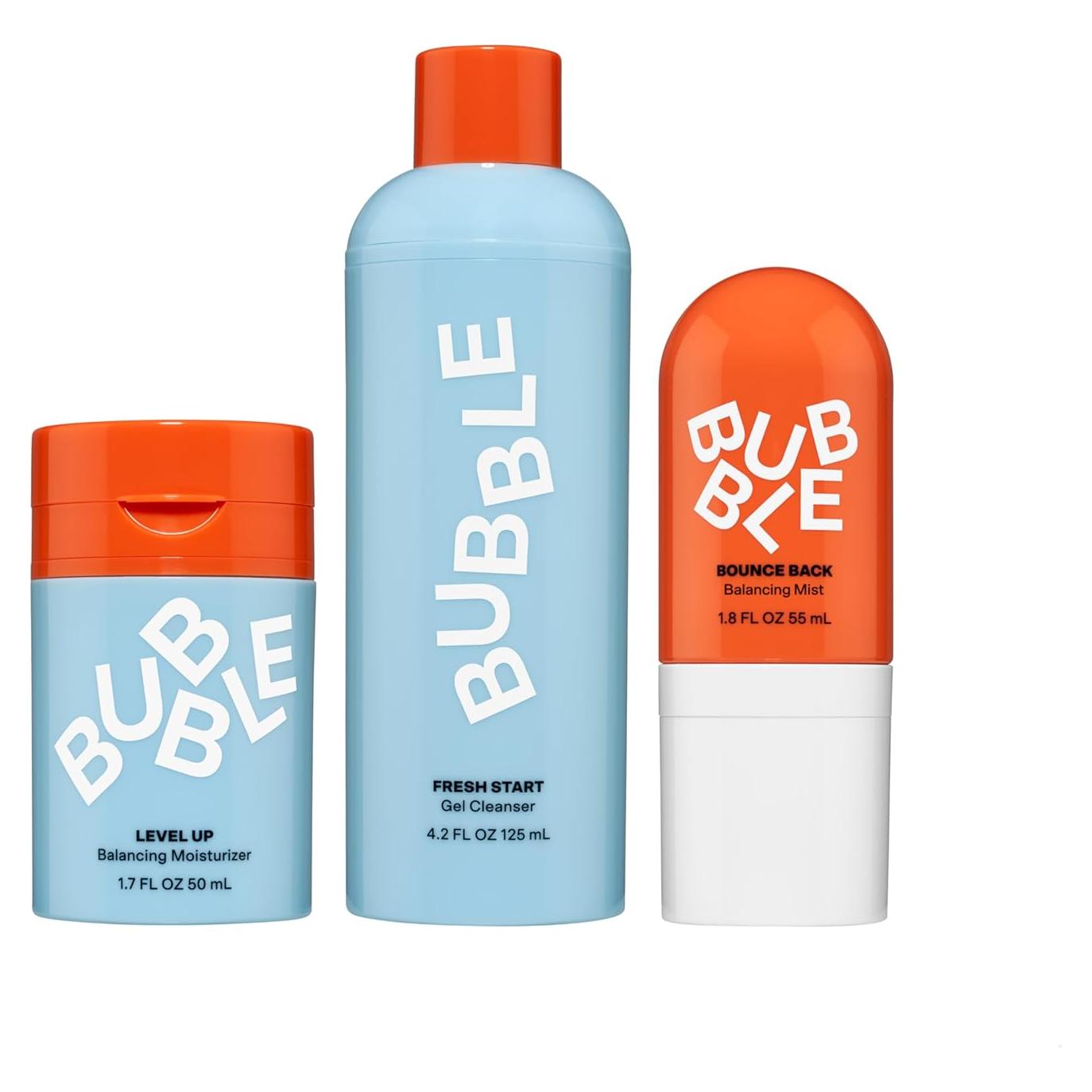 Trío de Cuidado Facial Bubble Skincare: Hidratante 50ml, Limpiador 125ml, Tónico 55ml