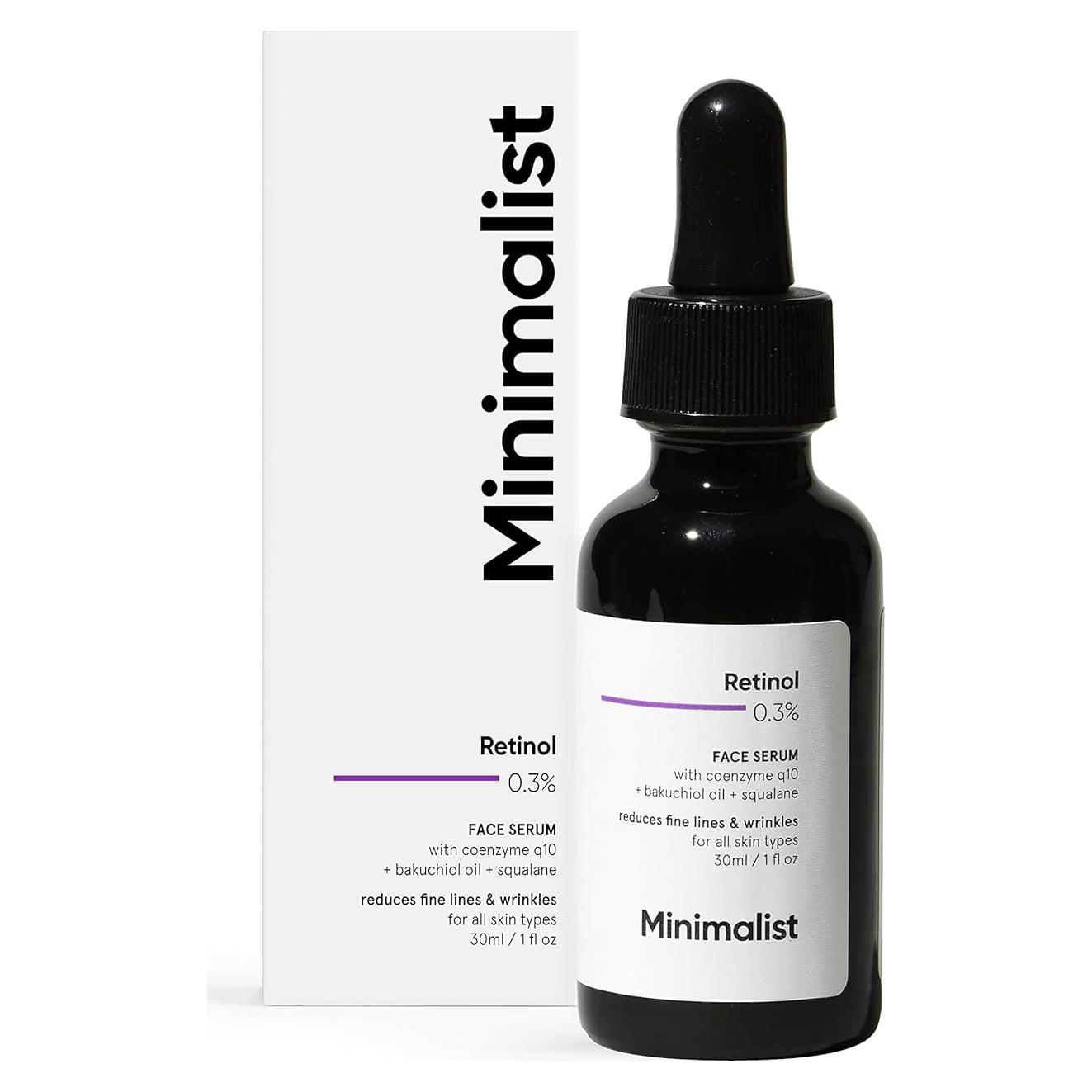 0.3% Retinol Serum with Bakuchiol Oil For Anti Aging | Night Face Serum With Squalane Base & Coenzyme Q10 To Reduce Fine Lines & Wrinkles | For Women & Men | 1 Fl Oz / 30 ml