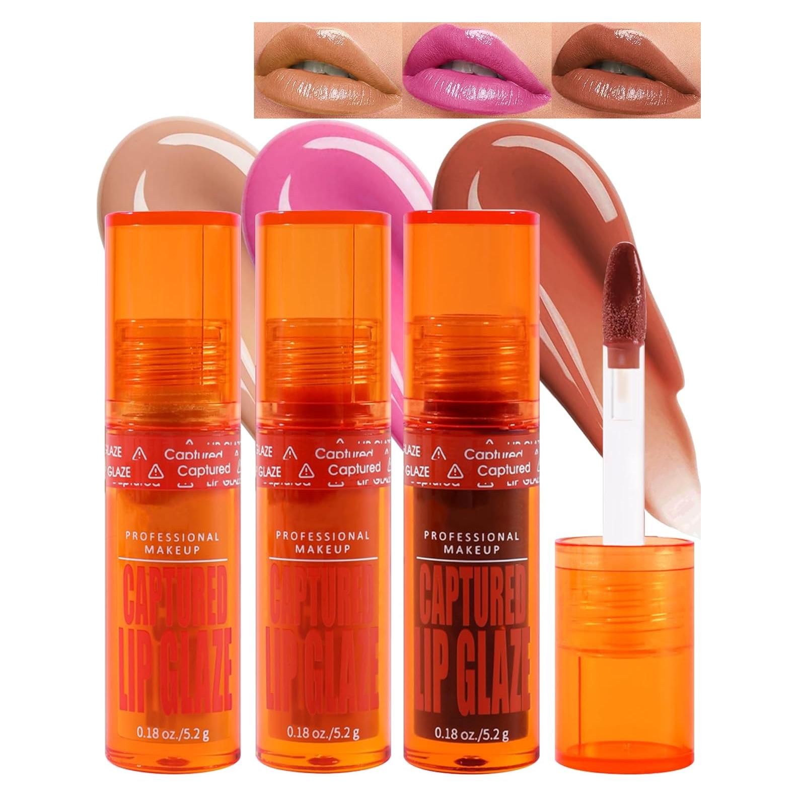 Brillo de Labios Hidratante 3Pcs - Alta Pigmentación y Larga Duración