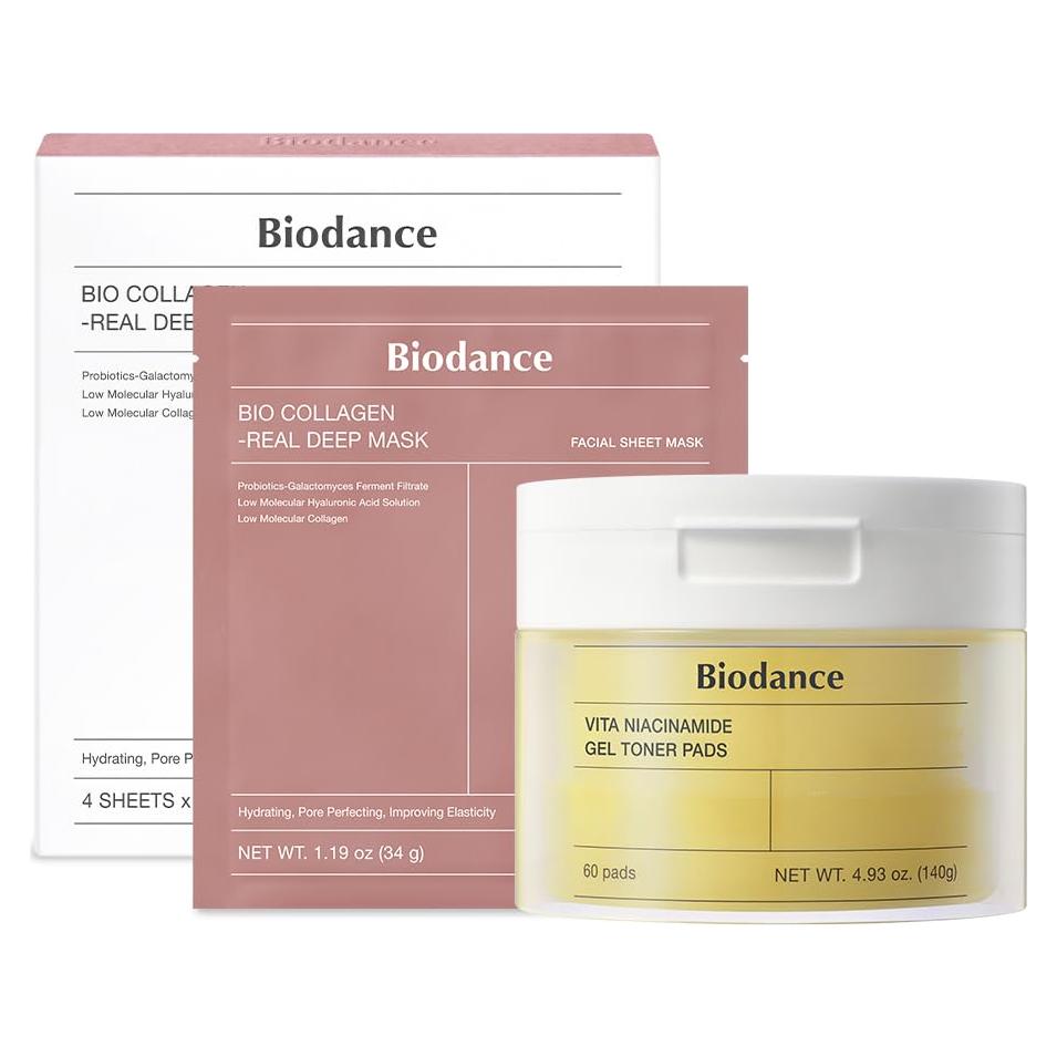 Dúo Cuidado Piel Radiance Biodance: 60 Almohadillas + 4 Máscaras