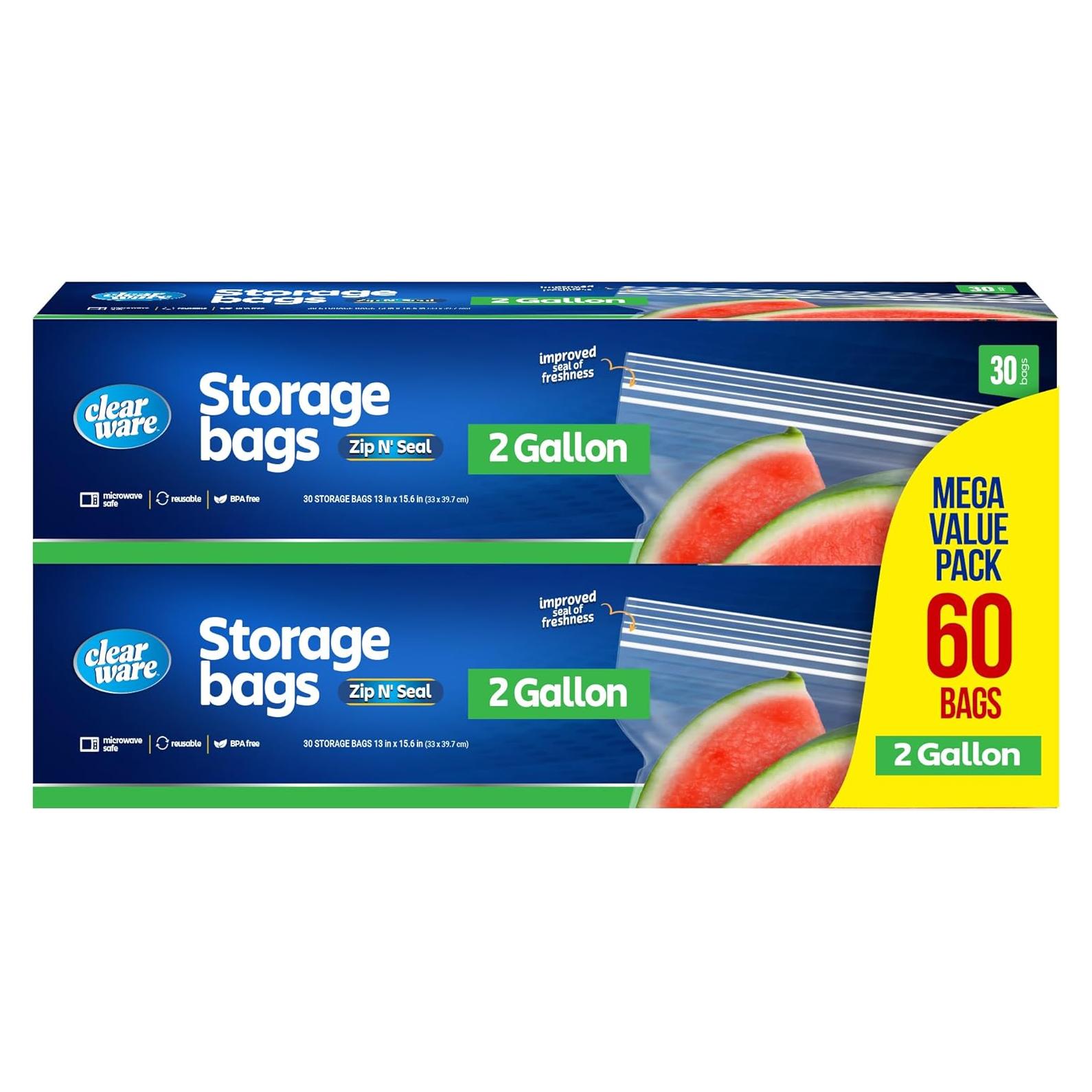 Bolsas de Almacenamiento Reutilizables CLEARWARE 60 Unidades 7.57L