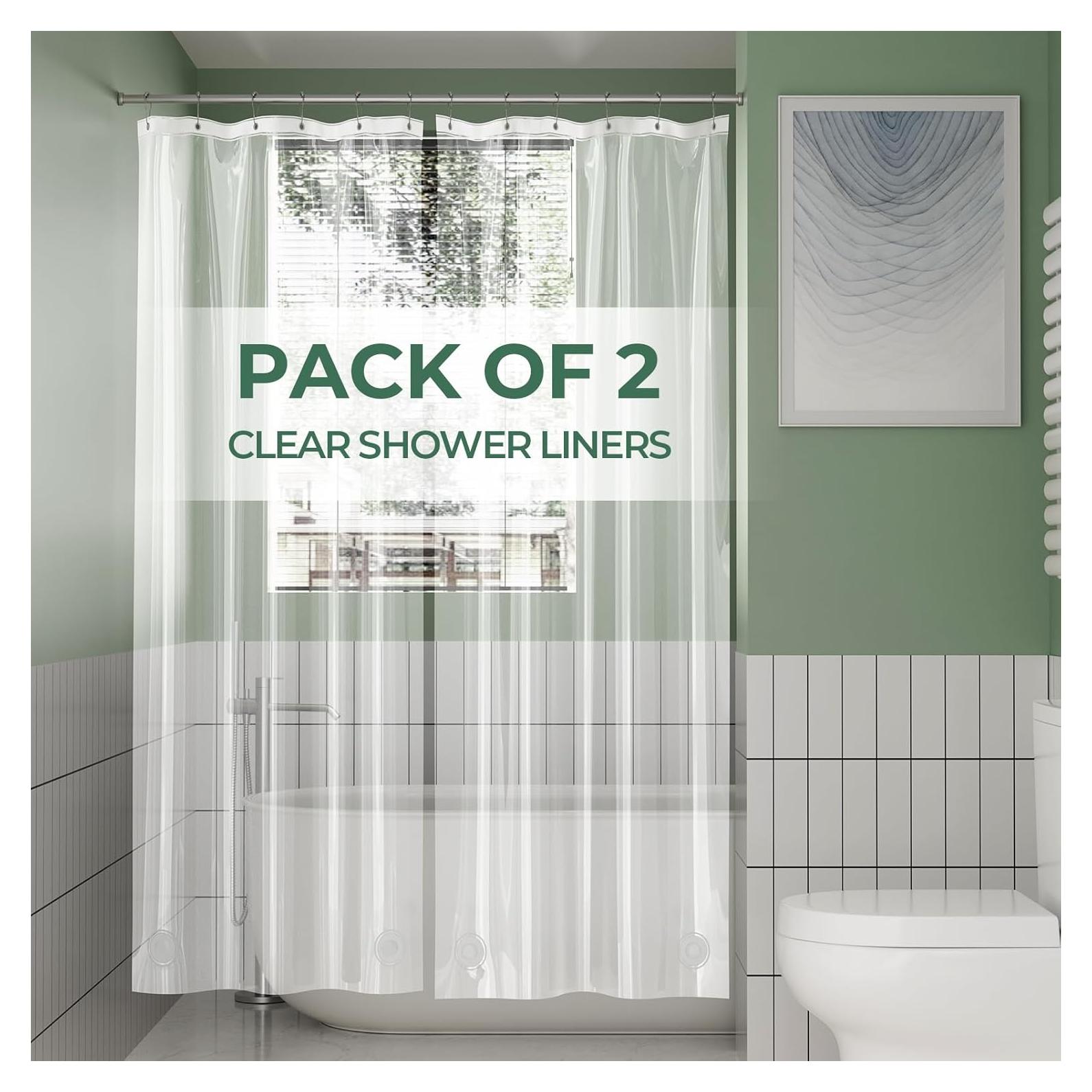 Cortina de Ducha Impermeable AmazerBath 91x183 cm - 2 Paquetes
