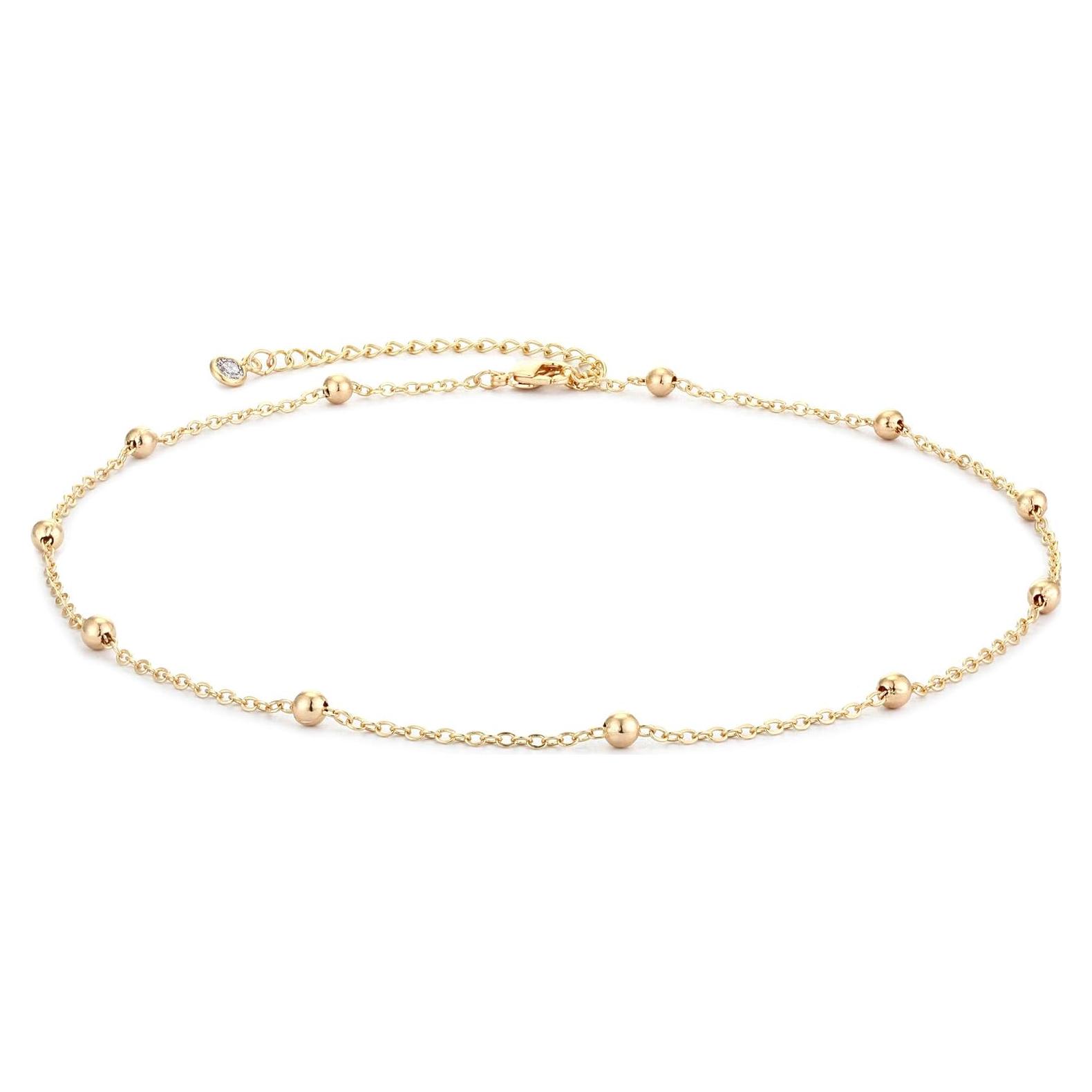 Collar Choker Dainty MEVECCO Oro 14K con Perlas 33 cm