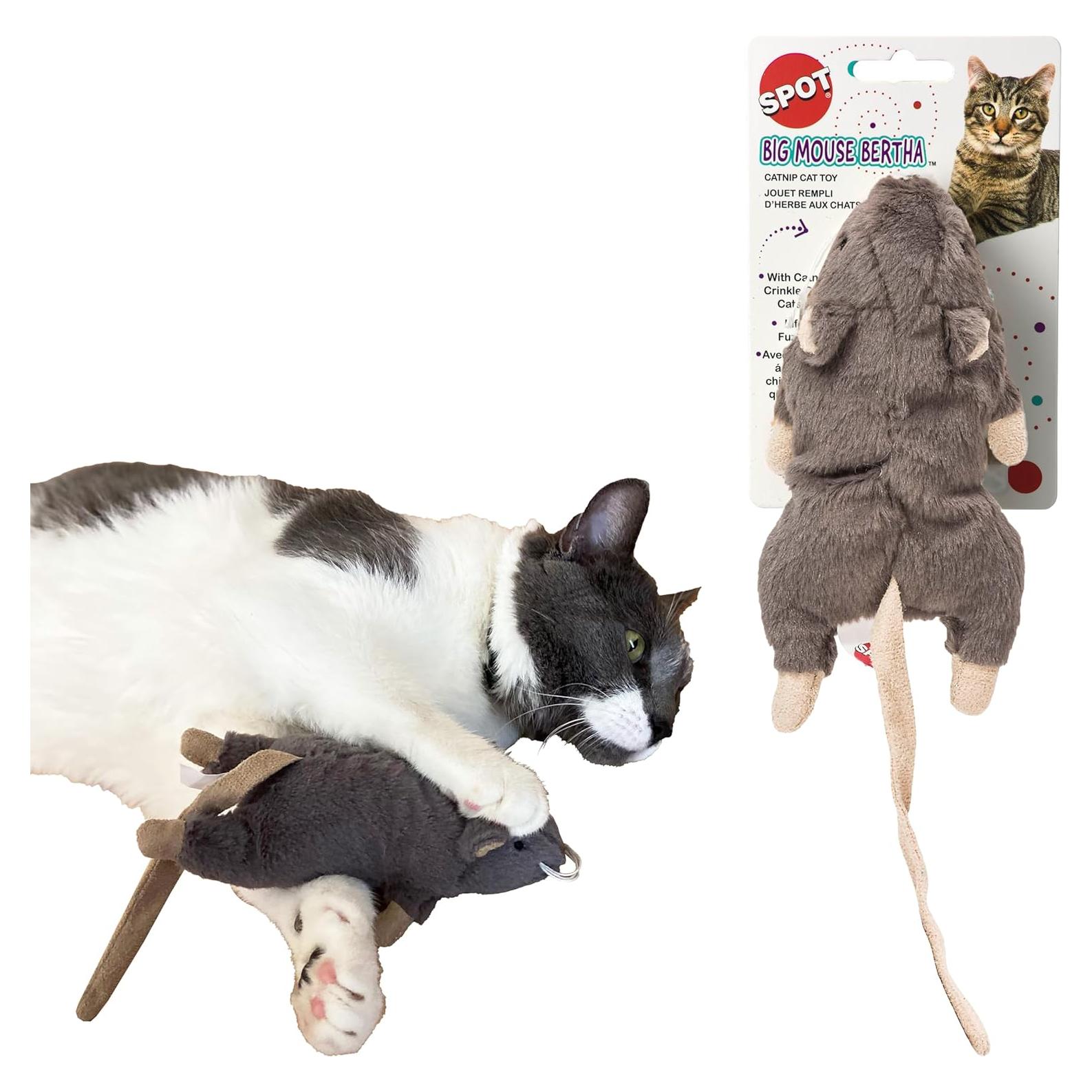 Juguete para Gatos SPOT Gran Ratón Bertha 18 cm con Hierba Gatera