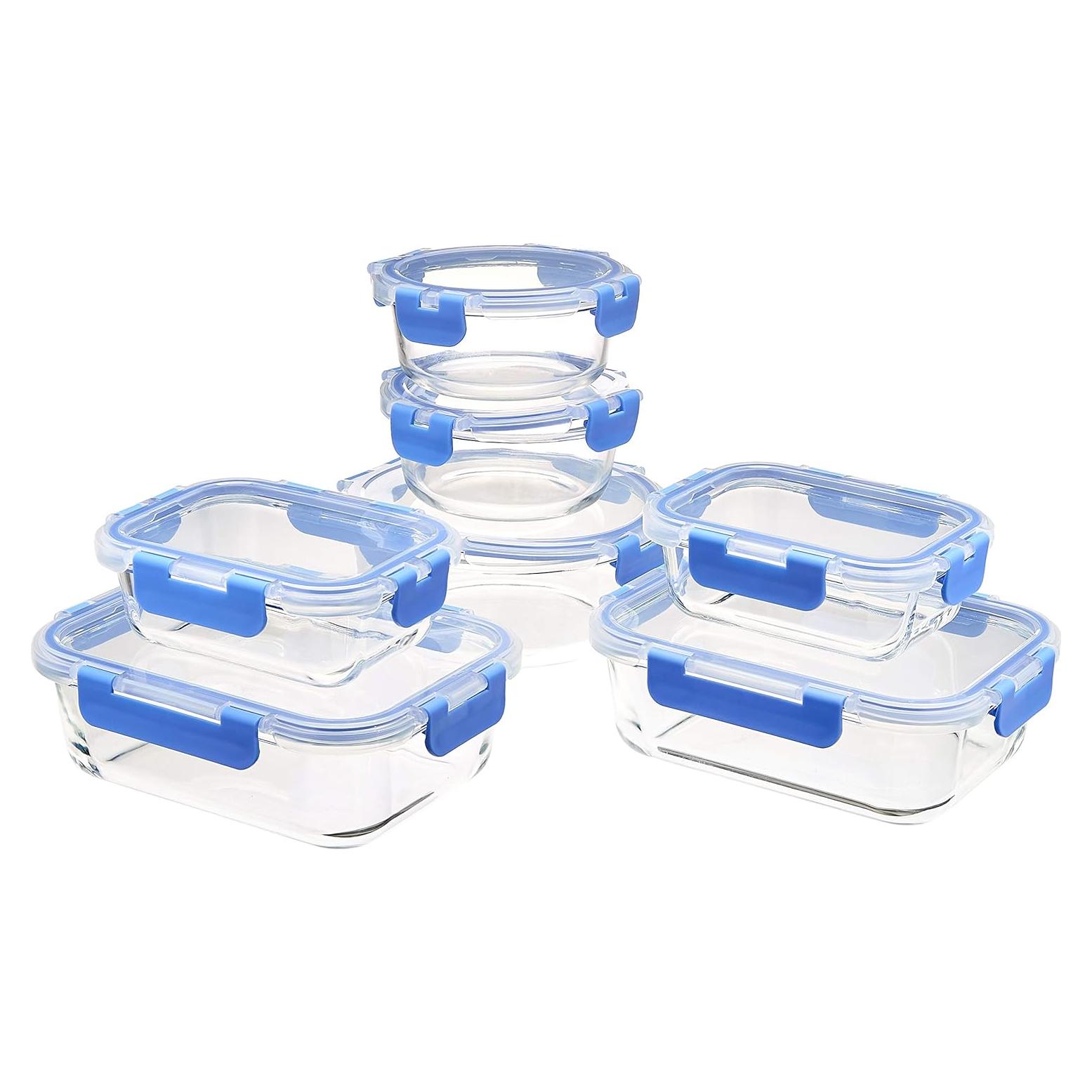 Juego de 14 Contenedores de Almacenamiento de Vidrio Amazon Basics