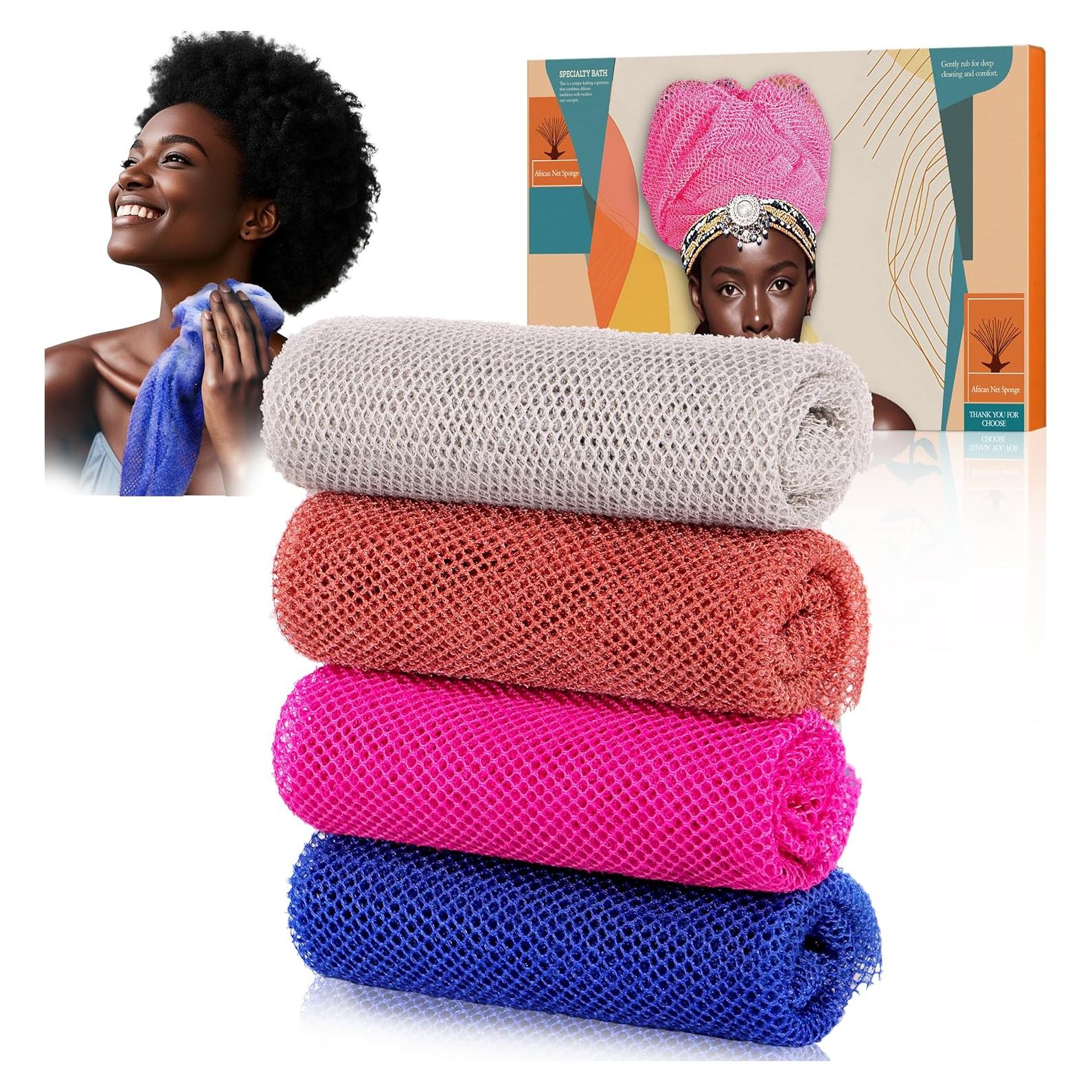 Esponja de Red Africana ACLMFUP - 4 Piezas Exfoliantes 30x80 cm