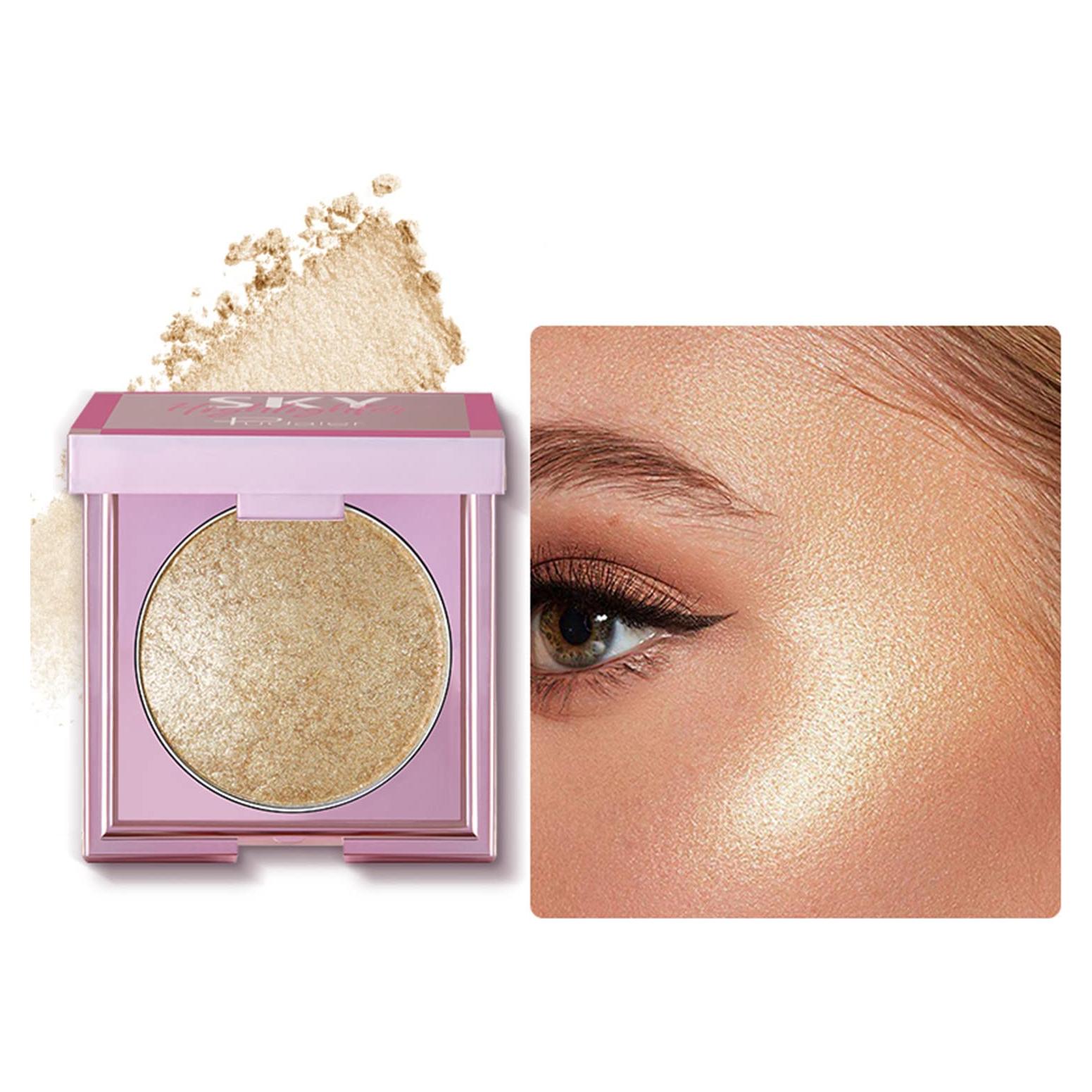 Paleta de Iluminador Facial MAEPEOR 8 Colores Brillo Oro Champán