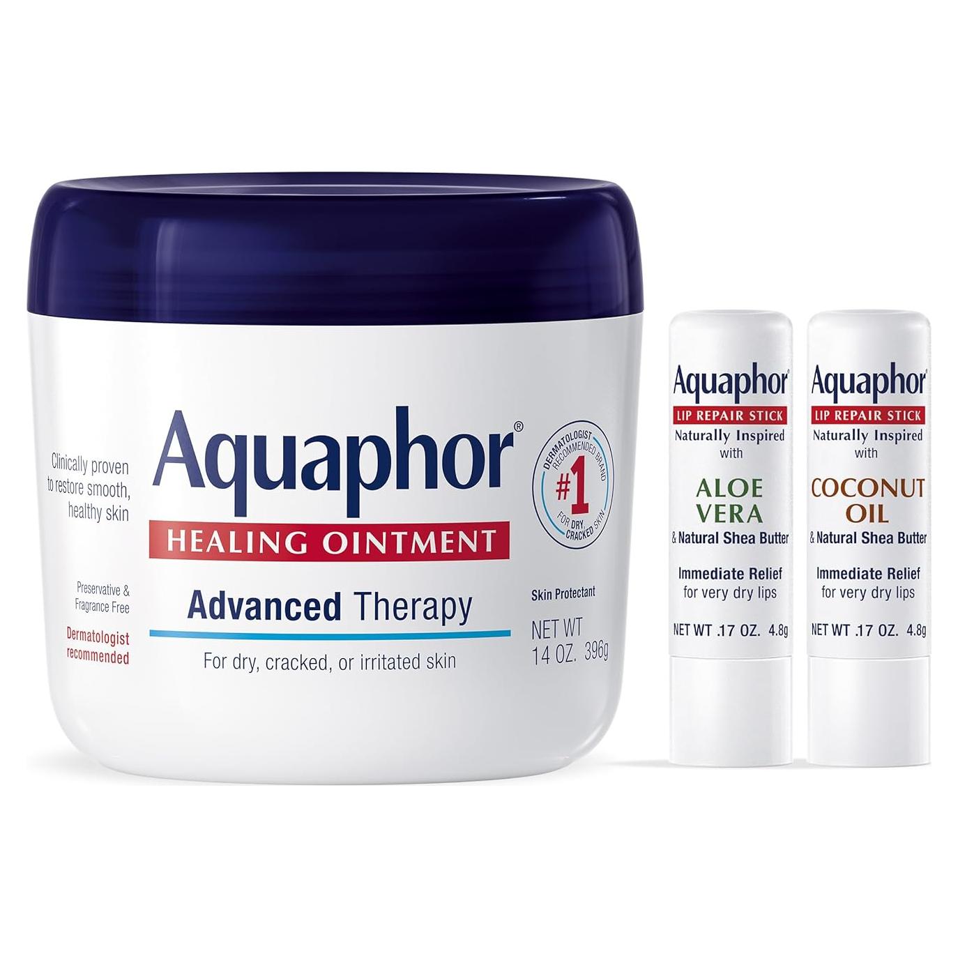 Conjunto Cuidado Piel Aquaphor - Ungüento 396g + 2 Sticks Labiales 4.8g