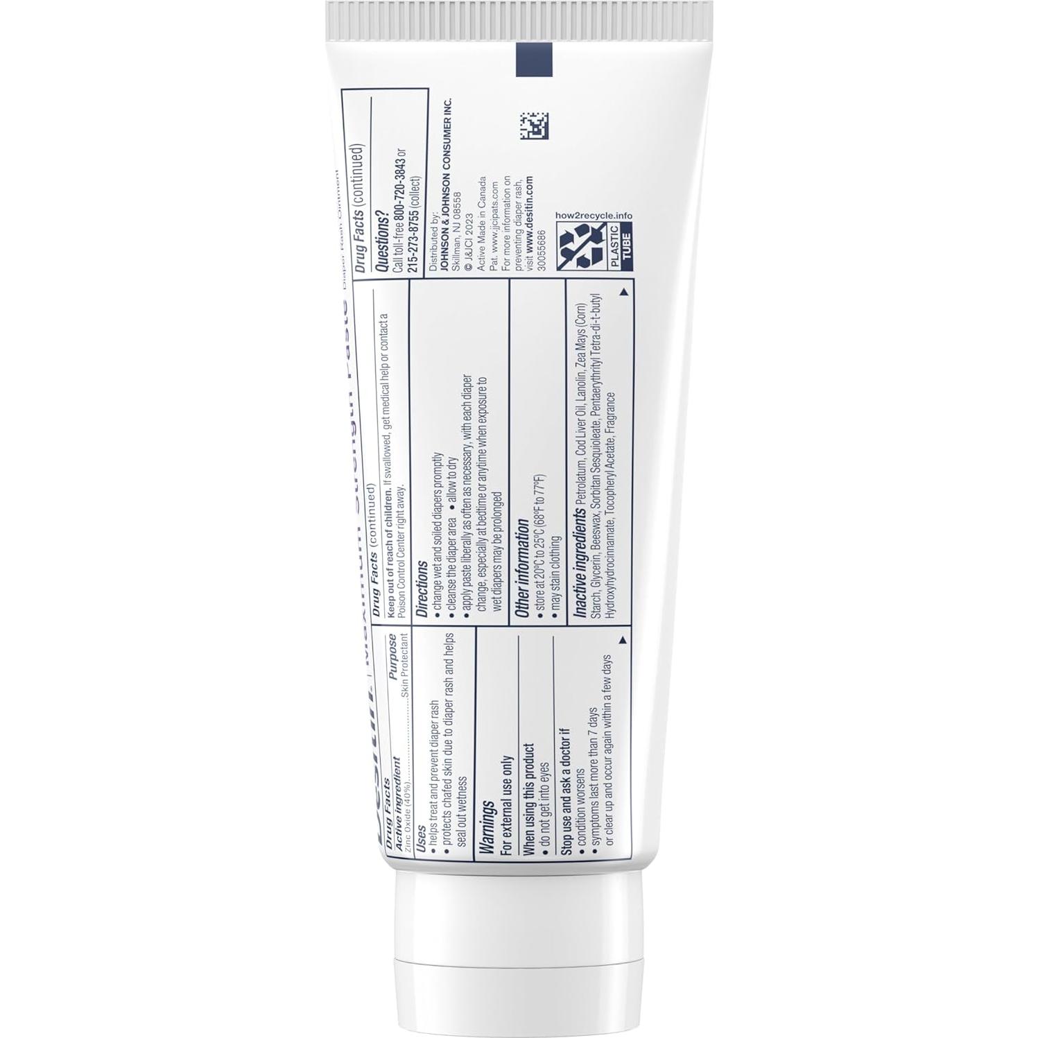 Crema para erupciones de pañal Desitin 136 g, 40% óxido de zinc