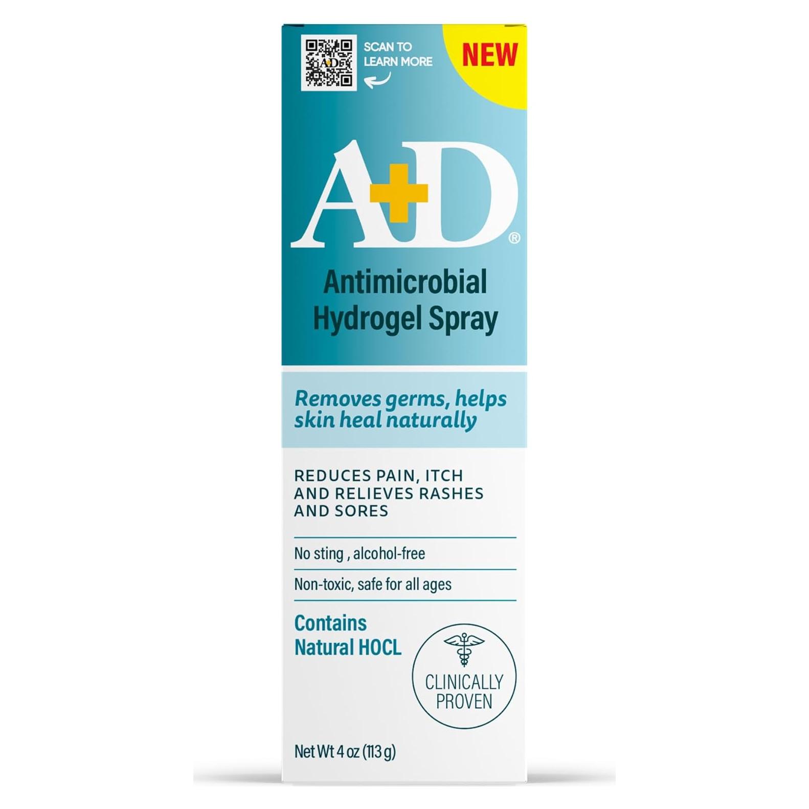 A+D Spray Hidrogel Antimicrobiano 113.4ml - Sin Alcohol, Para Bebés