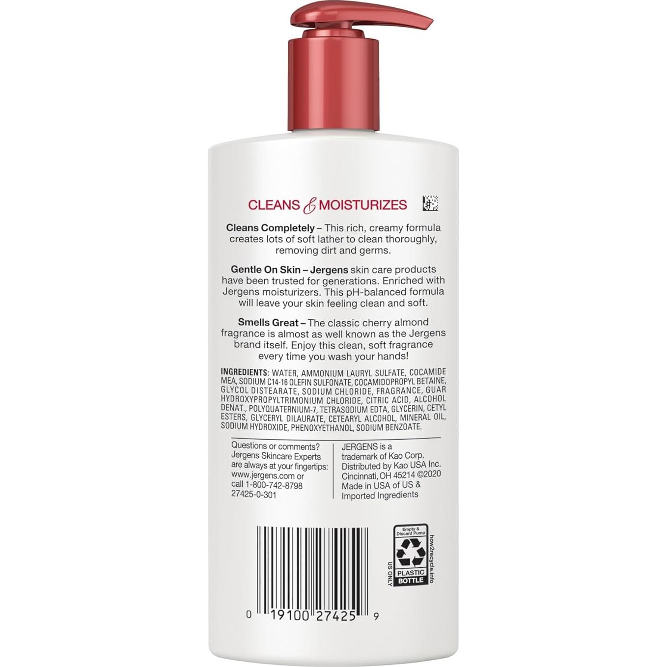 Jabón de Manos Hidratante Jergens Almendra de Cereza 3x246ml