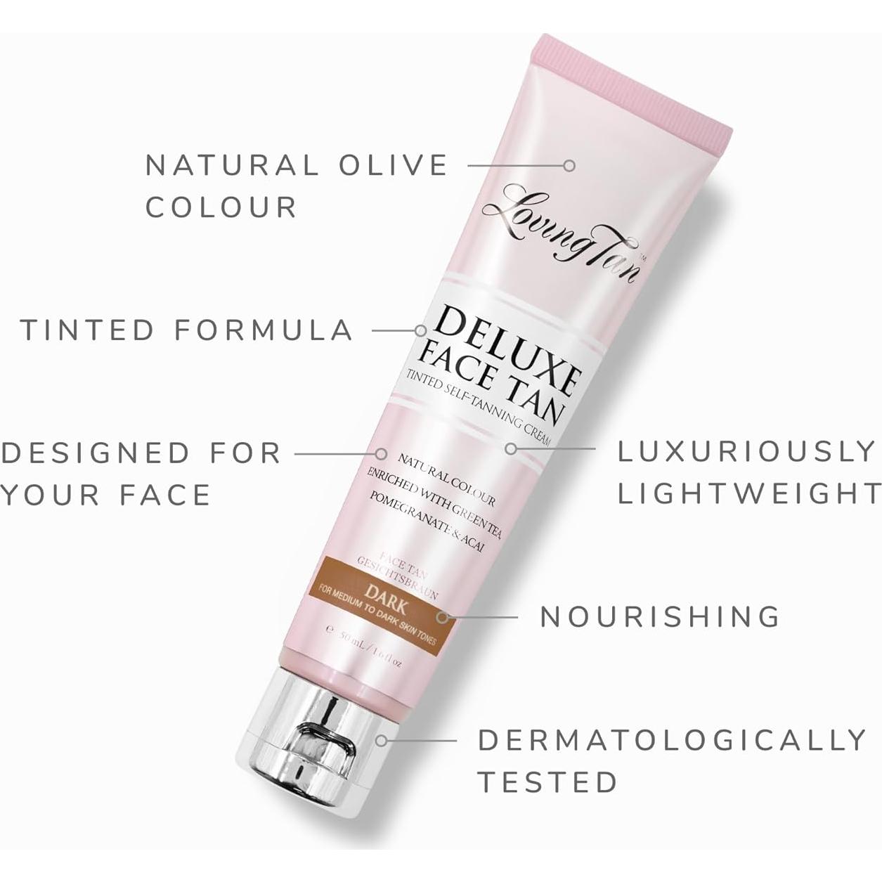 Bronceador Facial Loving Tan Deluxe Oscuro 47.3 ml - Sin Rayas