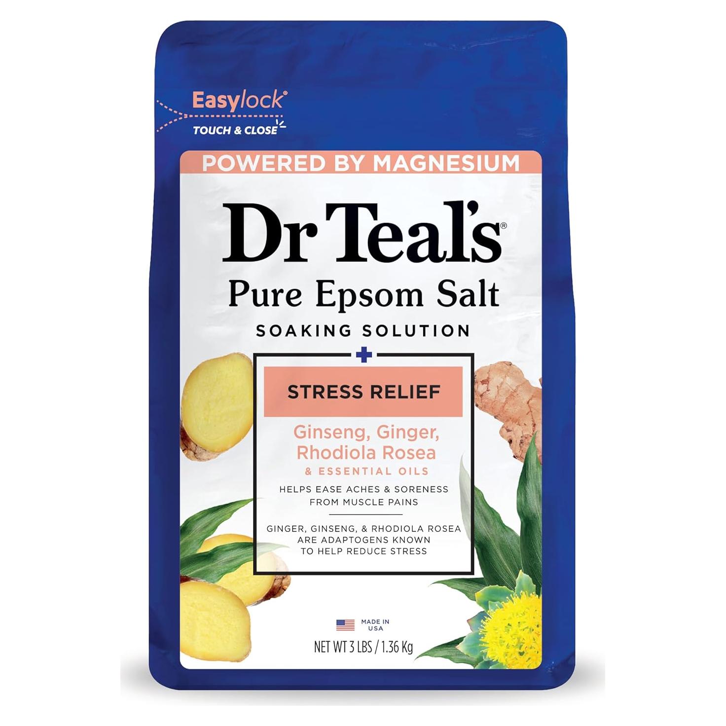 Sal de Epsom Pura Dr Teal 1.36 kg Alivio Estrés Aceites Esenciales