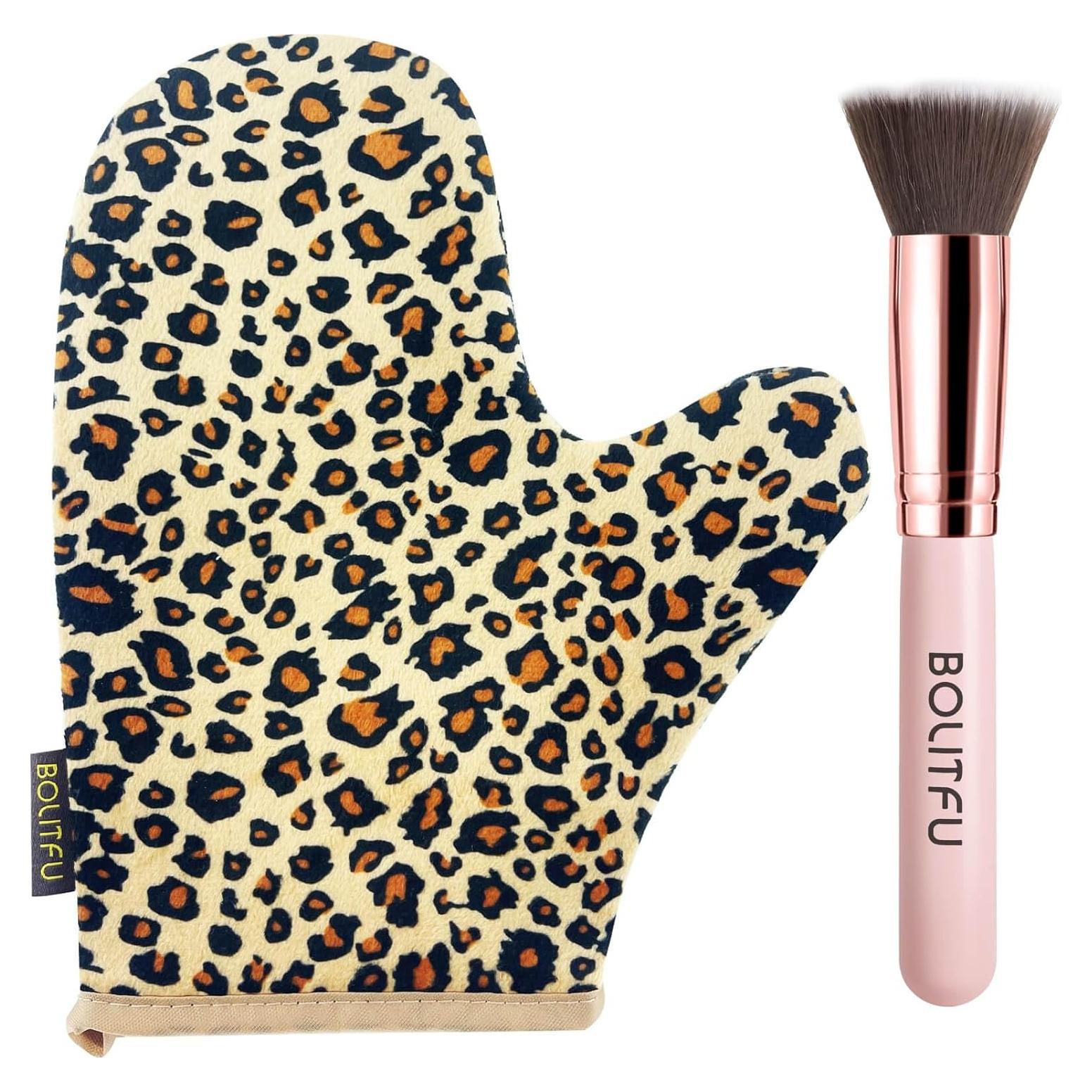 Juego de 2 Aplicadores de Autobronceador Guante Leopardo