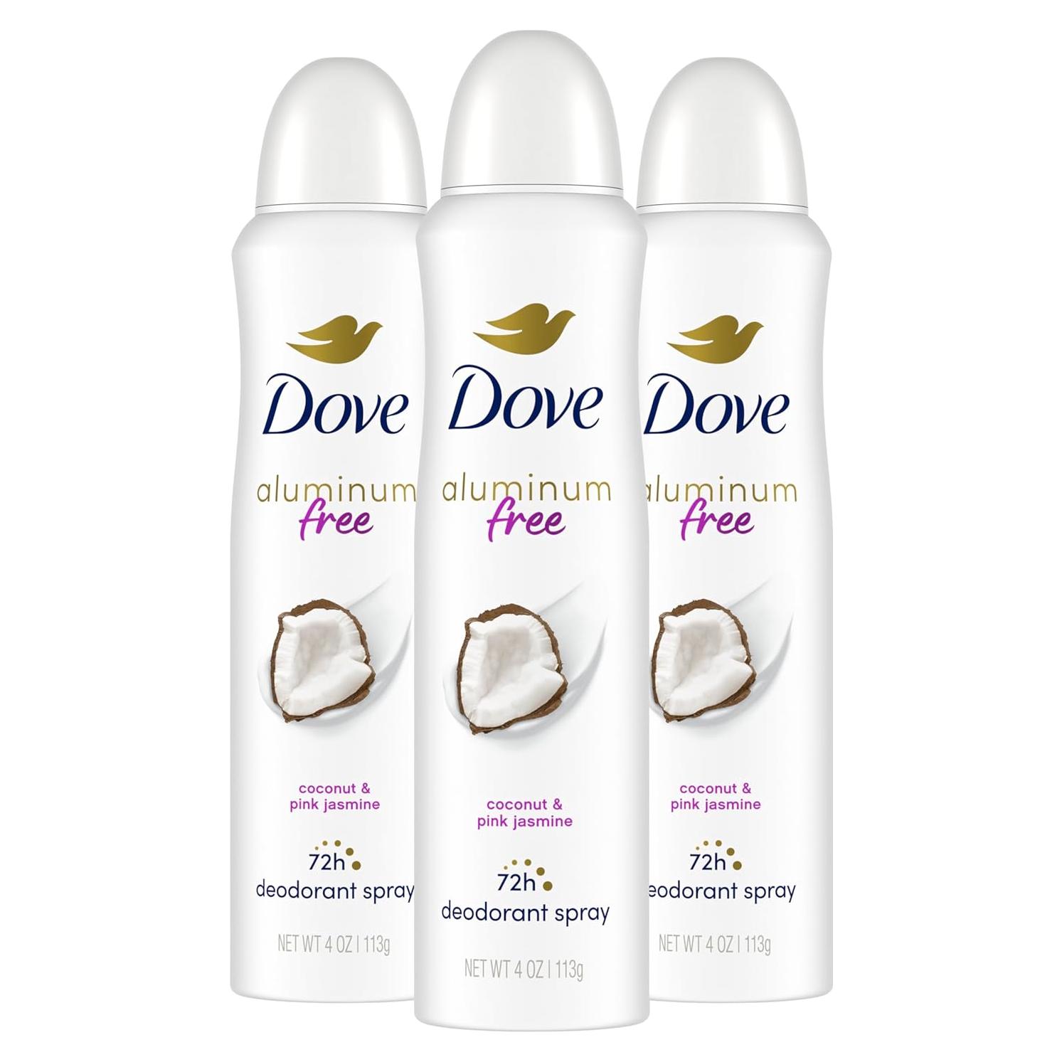 Desodorante en aerosol Dove 0% aluminio Coco y Jazmín Rosa 3 unidades 113.4 g