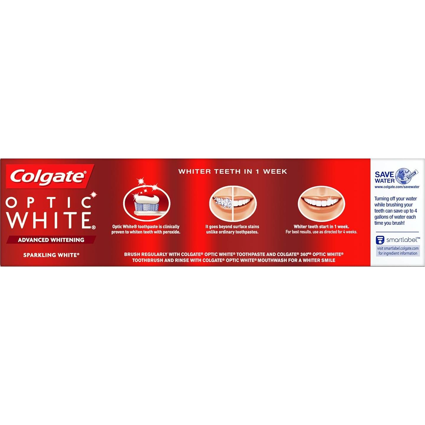 Pasta de Dientes Blanqueadora Colgate Optic White Menta 141.75 g - 2 Paquetes
