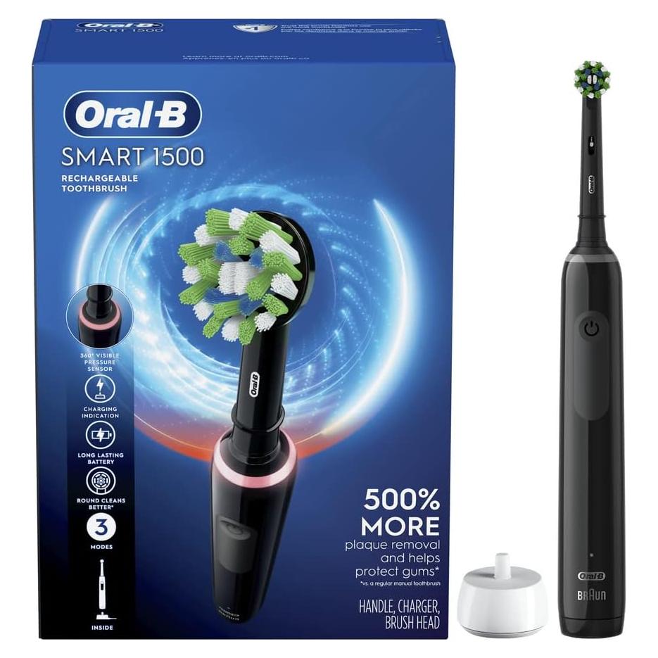 Cepillo de dientes eléctrico Oral-B Smart 1500, Negro, 4 modos