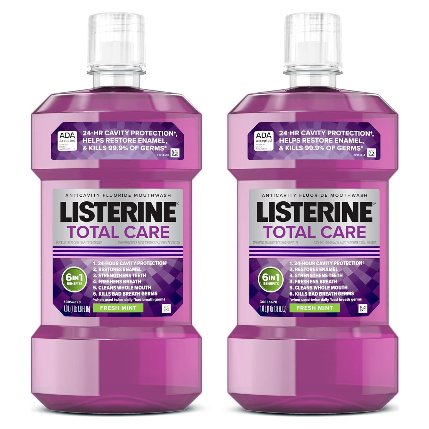Listerine Cuidado Total Enjuague Bucal 6-en-1 Menta 2x1L