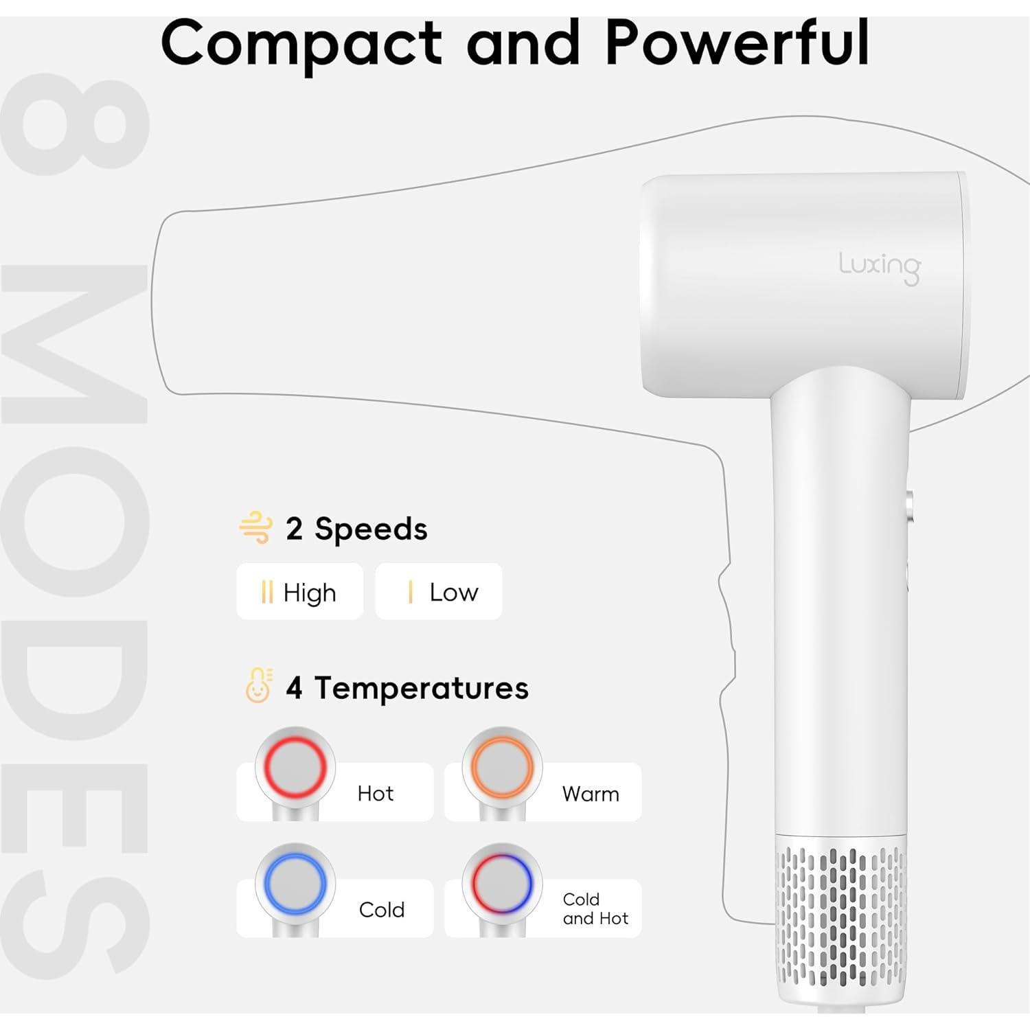 Secador de Pelo Luxing TurboLux 1500W Iones Negativos Blanco