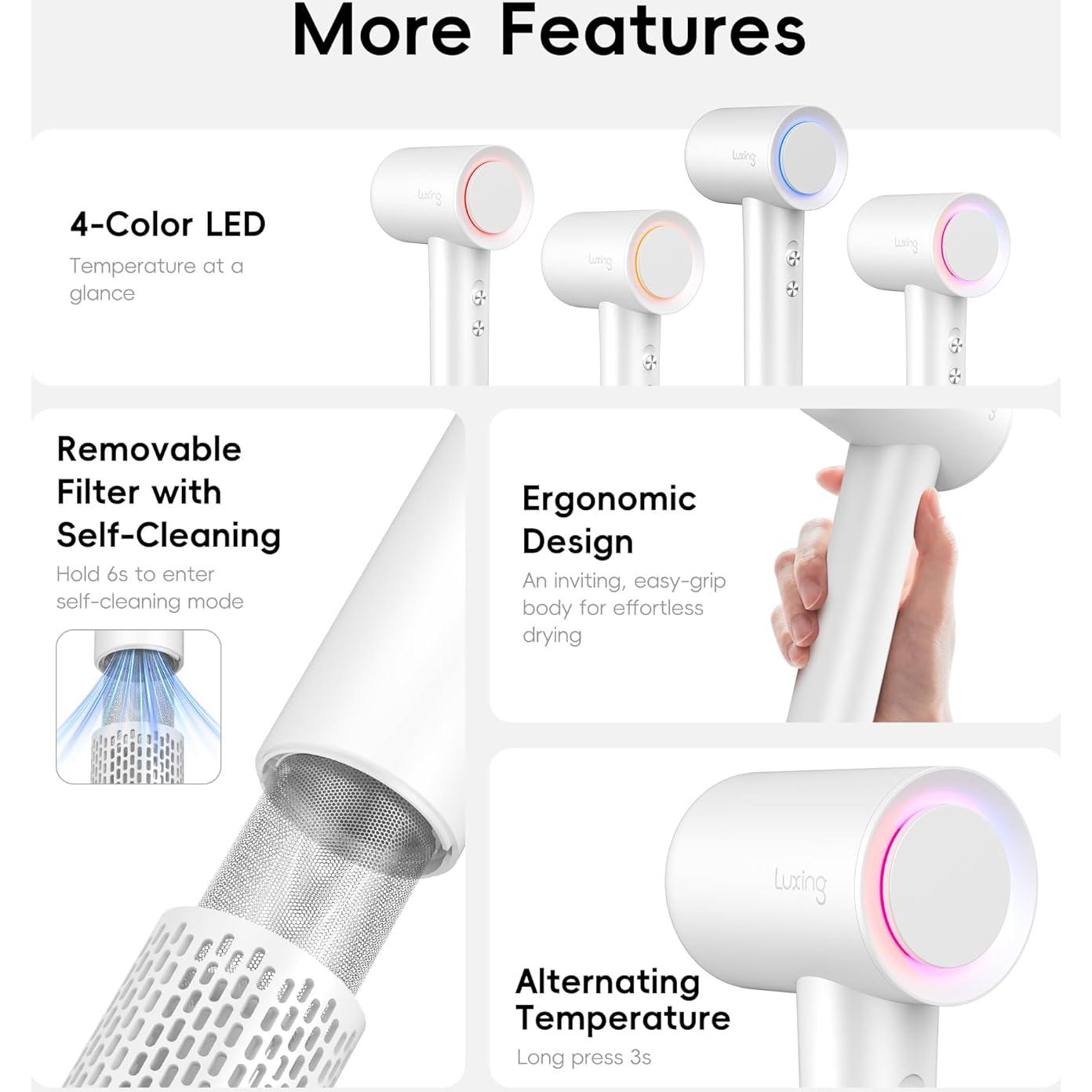 Secador de Pelo Luxing TurboLux 1500W Iones Negativos Blanco