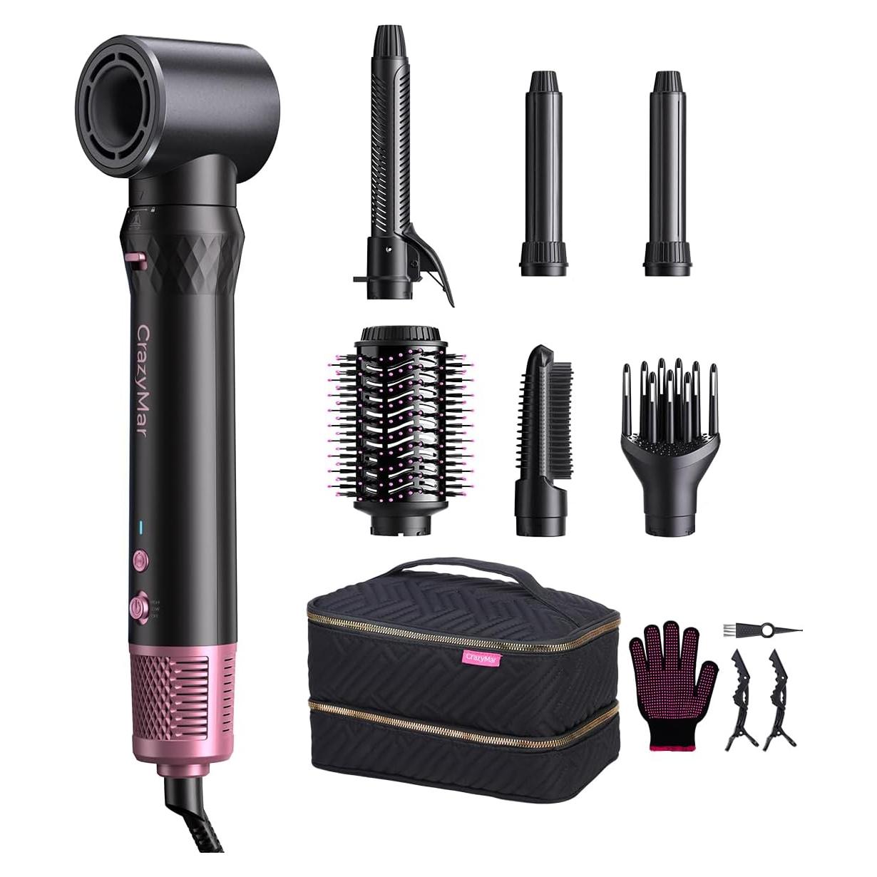 Secador y Estilizador de Cabello 7 en 1 CrazyMar Rosa