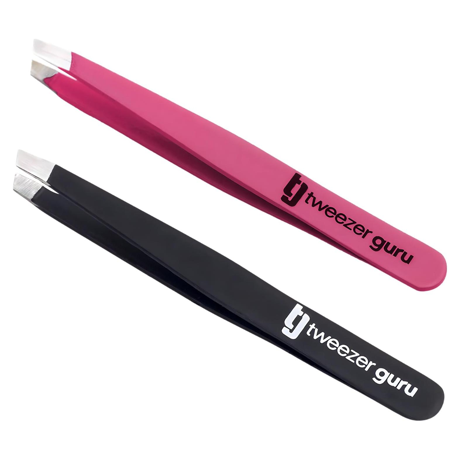 Juego de 2 pinzas de acero inoxidable Tweezer Guru - Inclinadas