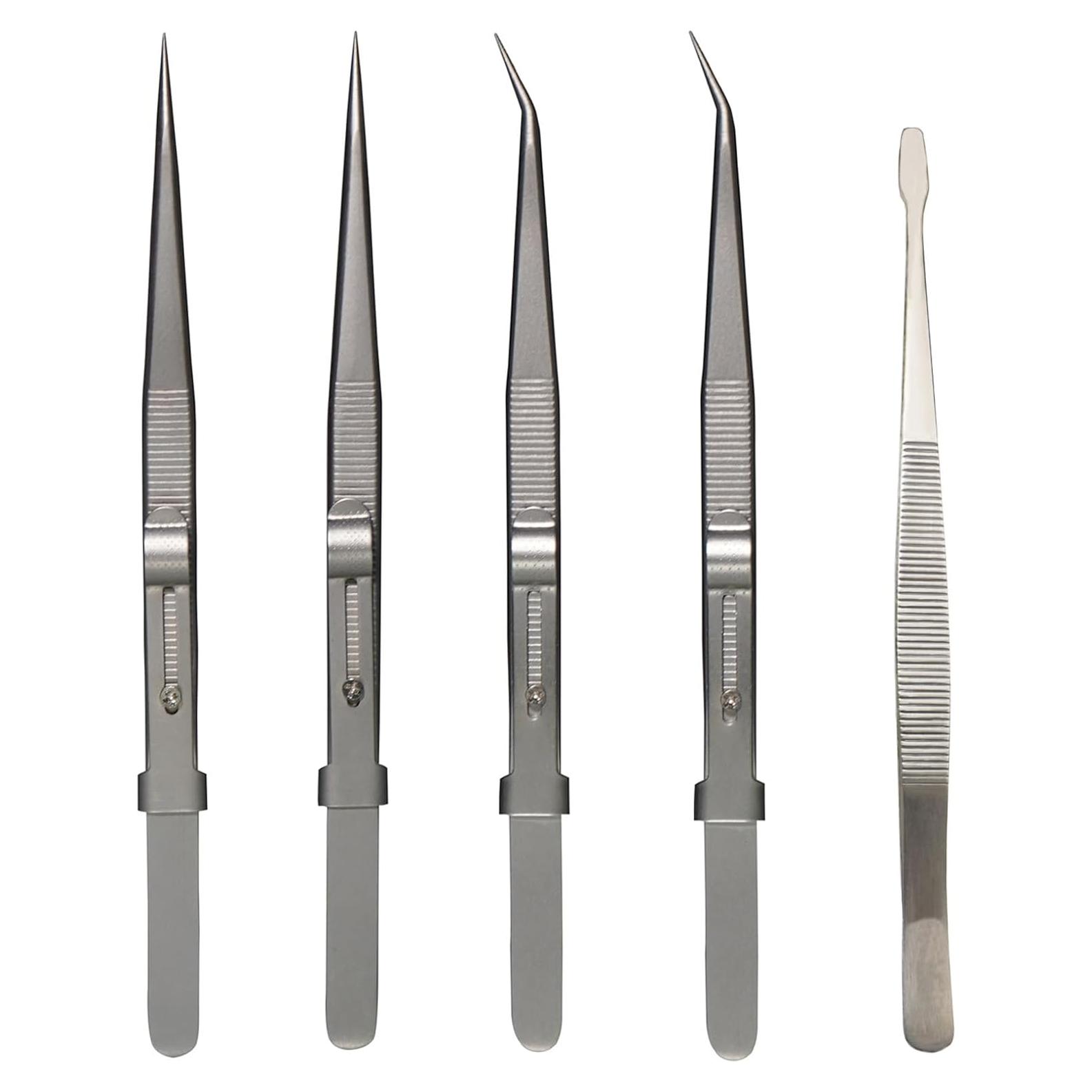 Juego de 5 Pinzas de Precisión Grteark - Acero Inoxidable