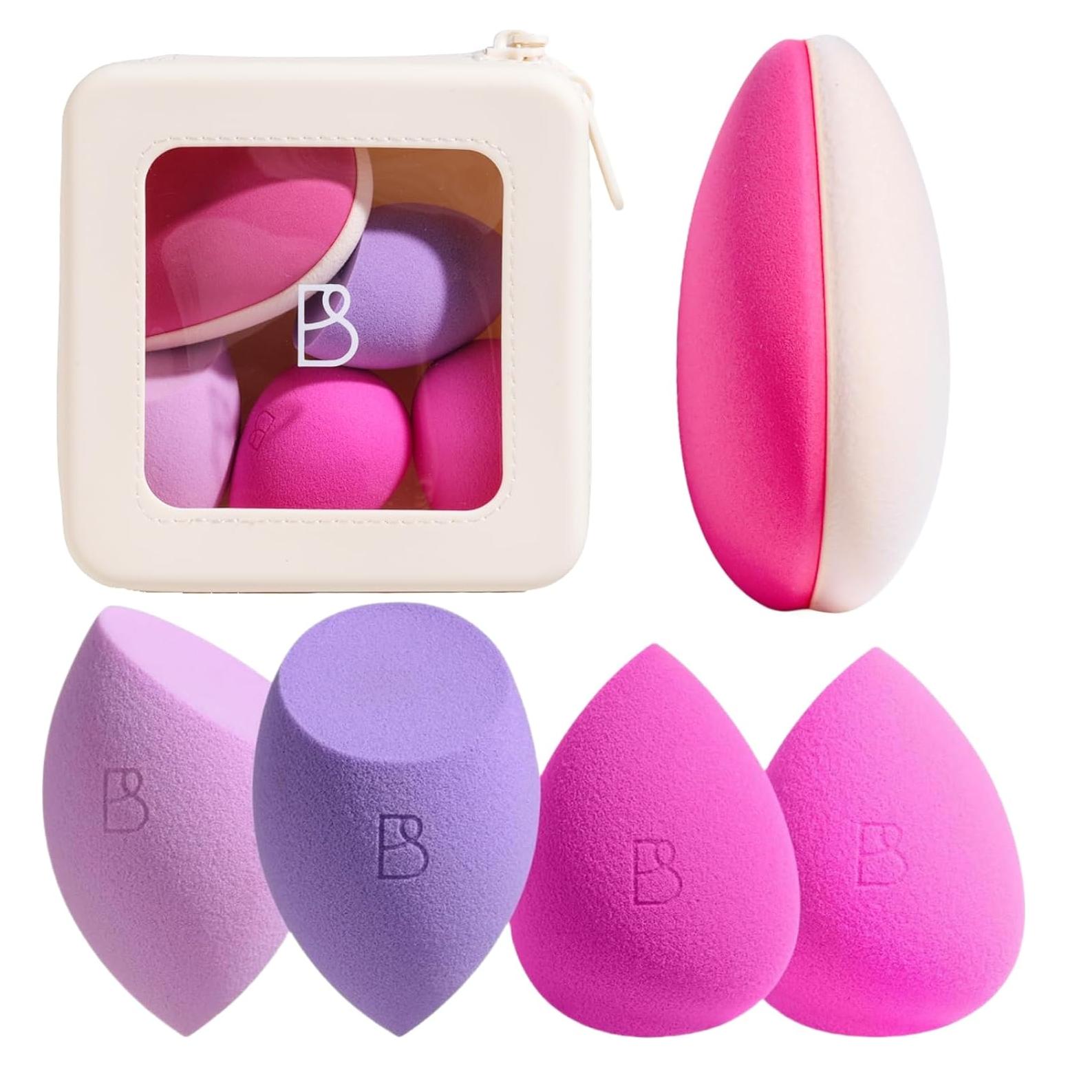 Set de Esponjas de Maquillaje BS-MALL V3.0 XL + Bolsa Rosa