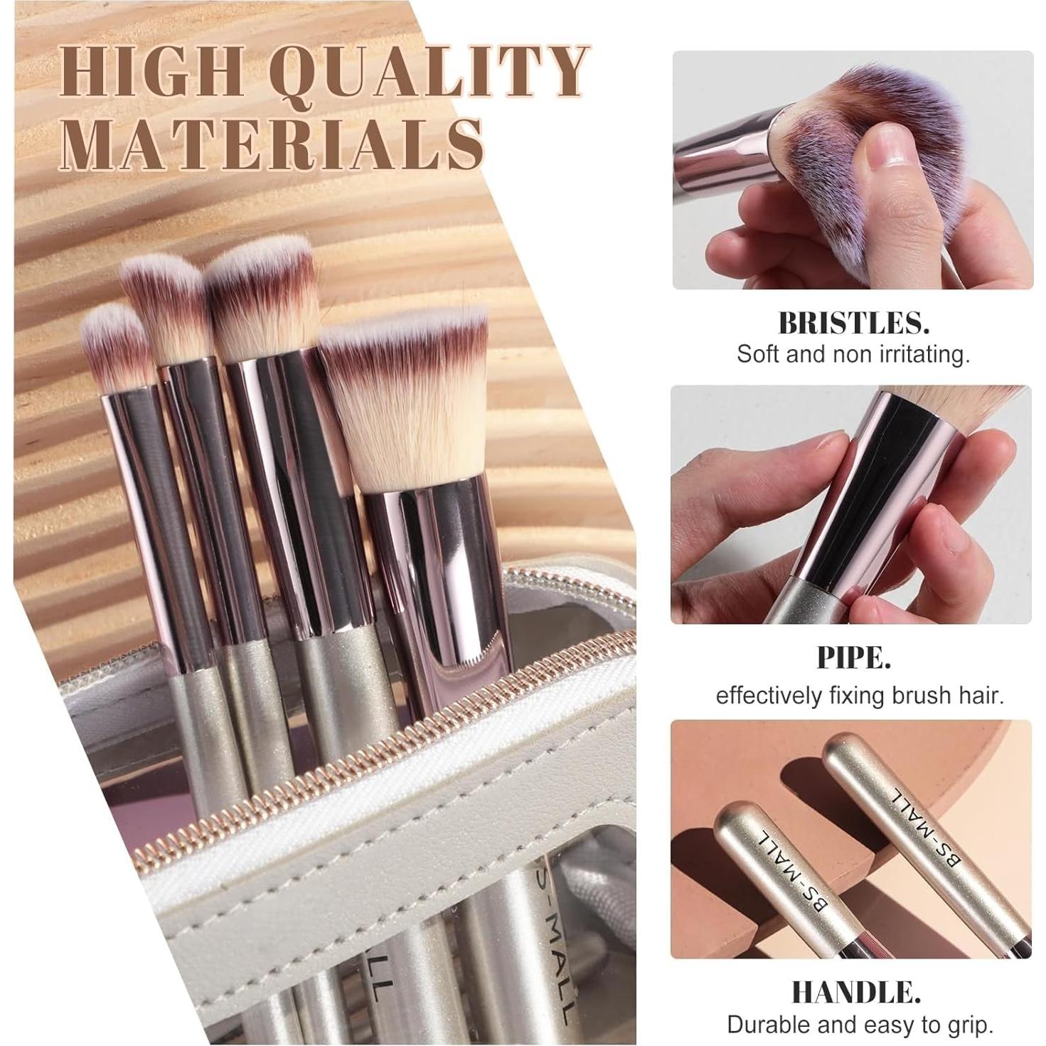 Conjunto de Brochas de Maquillaje BS-MALL 14 Pcs con Esponja