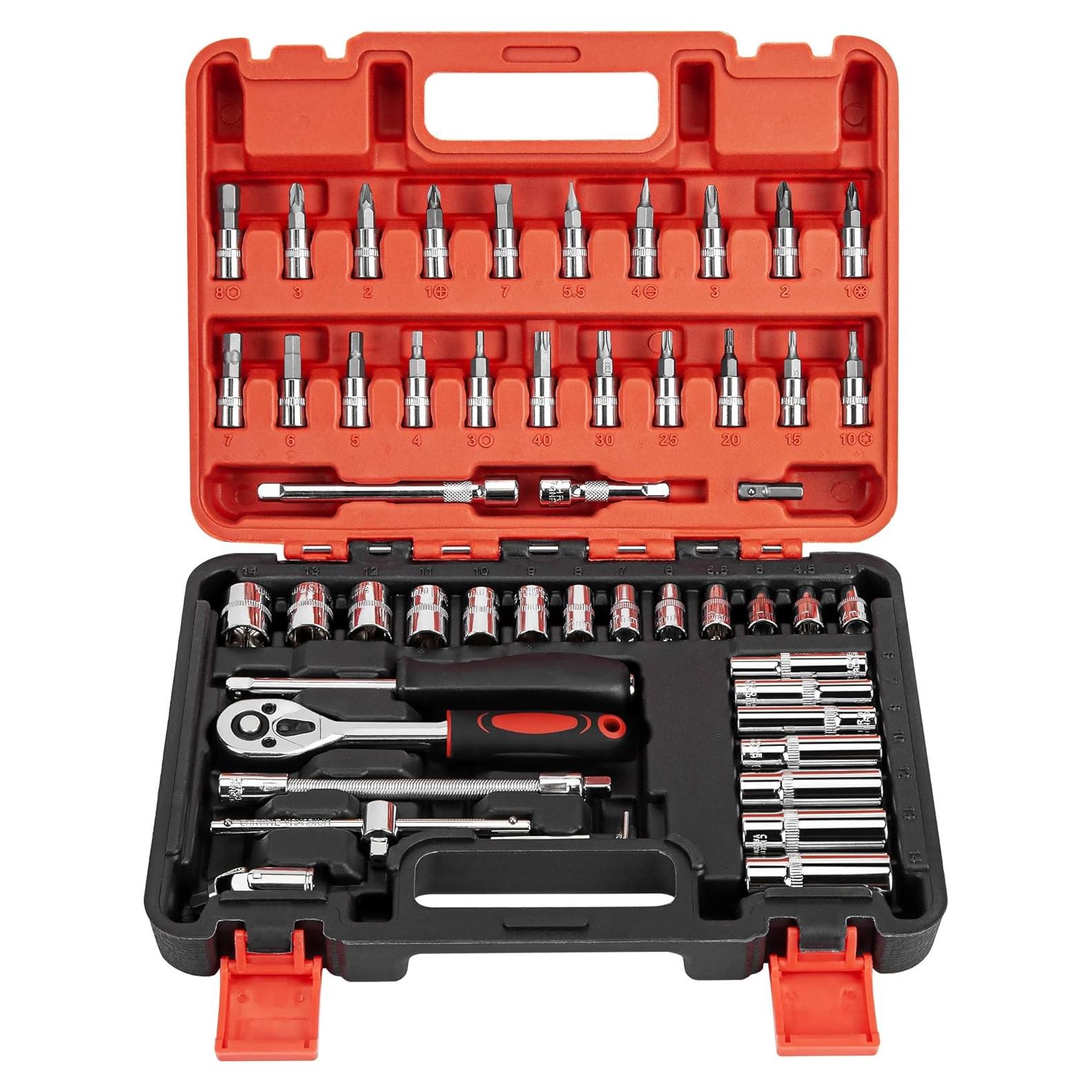 Juego de Llave de Carraca 53 Piezas CARTMAN con Estuche