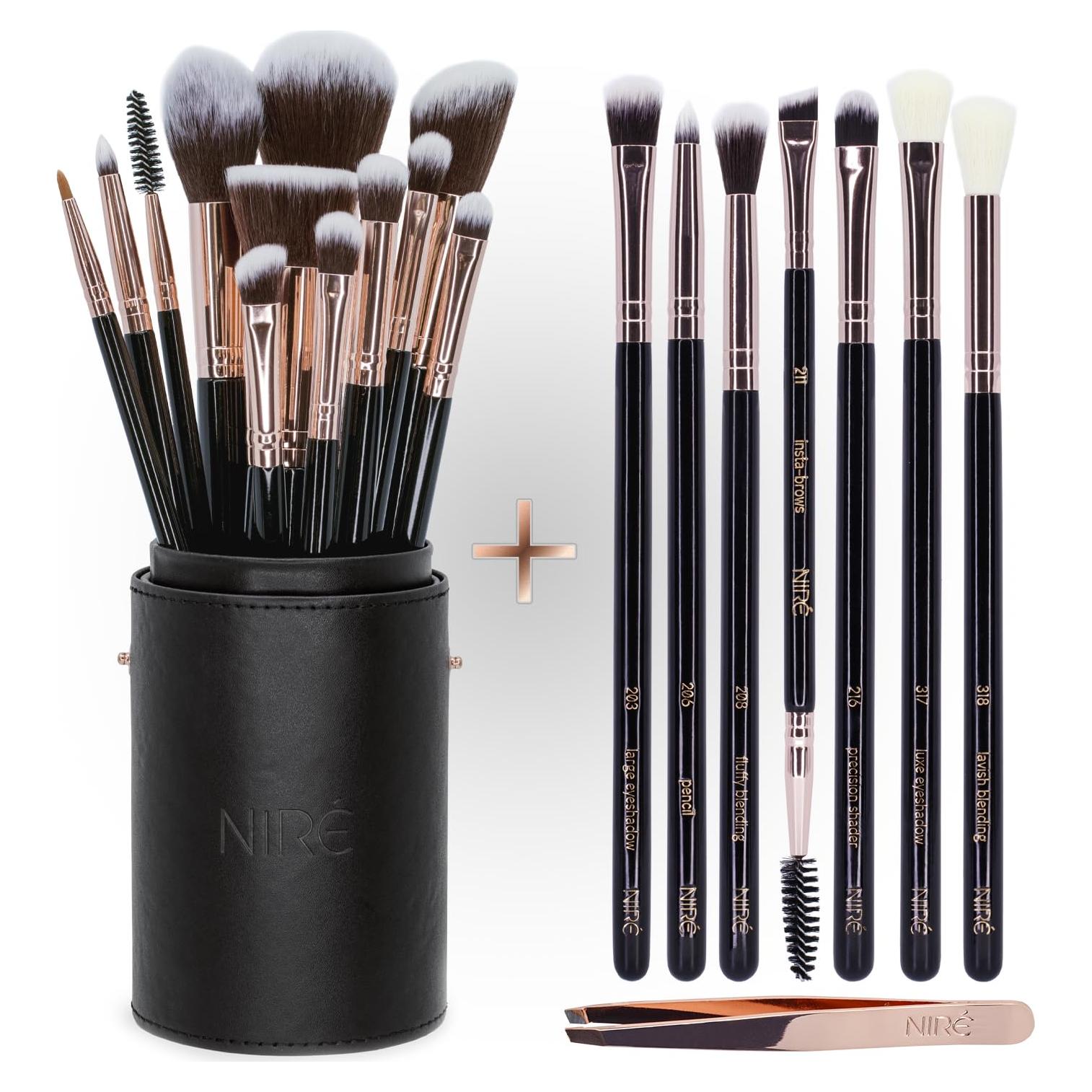 Set de Brochas de Maquillaje Niré - 15 Rostro y 8 Ojos