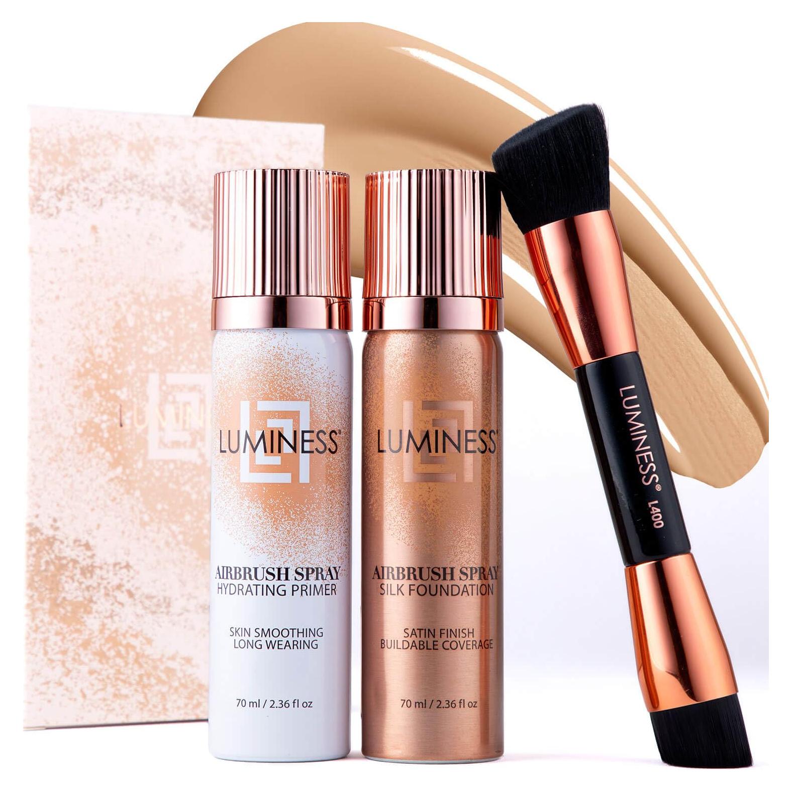 Kit de Maquillaje en Spray Airbrush LUMINESS - Medio Claro - Base y Primer