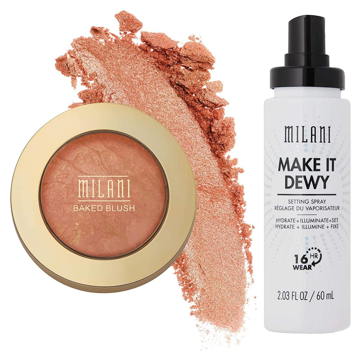 Spray Fijador Milani Make It Dewy + Rubor Horneado Bronze