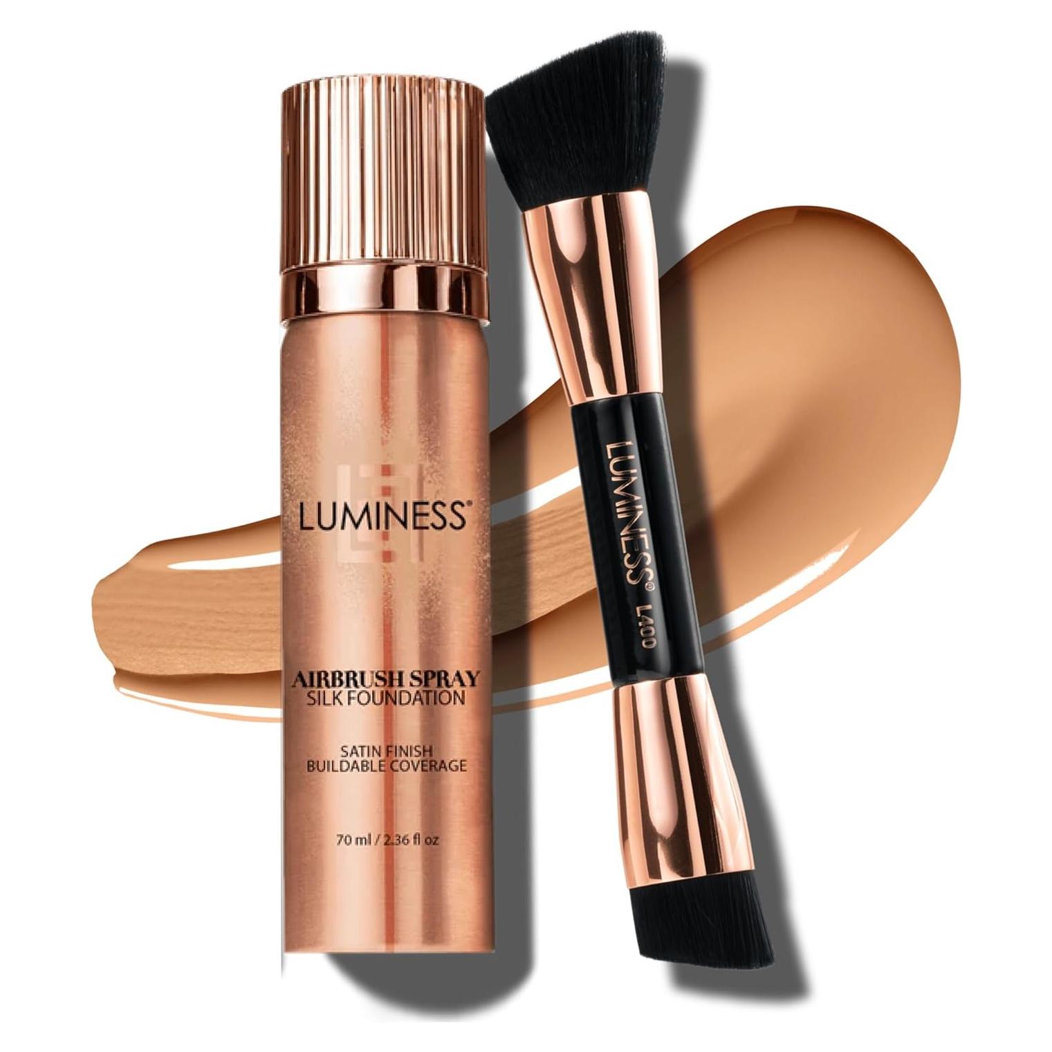 Base en Spray Airbrush LUMINESS + Brocha Difuminar - Tono Cálido Claro