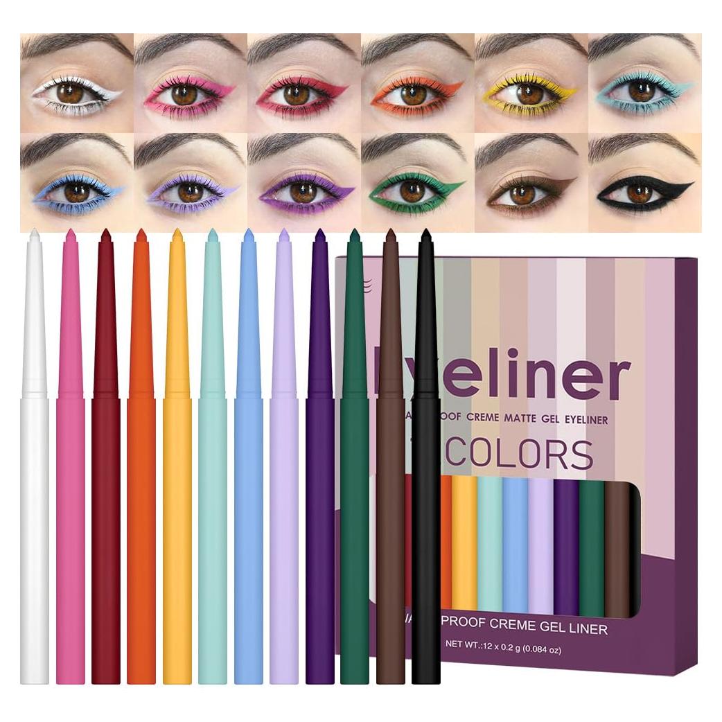 Conjunto de Lápices Delineador de Ojos Mate 12 Colores Evpct
