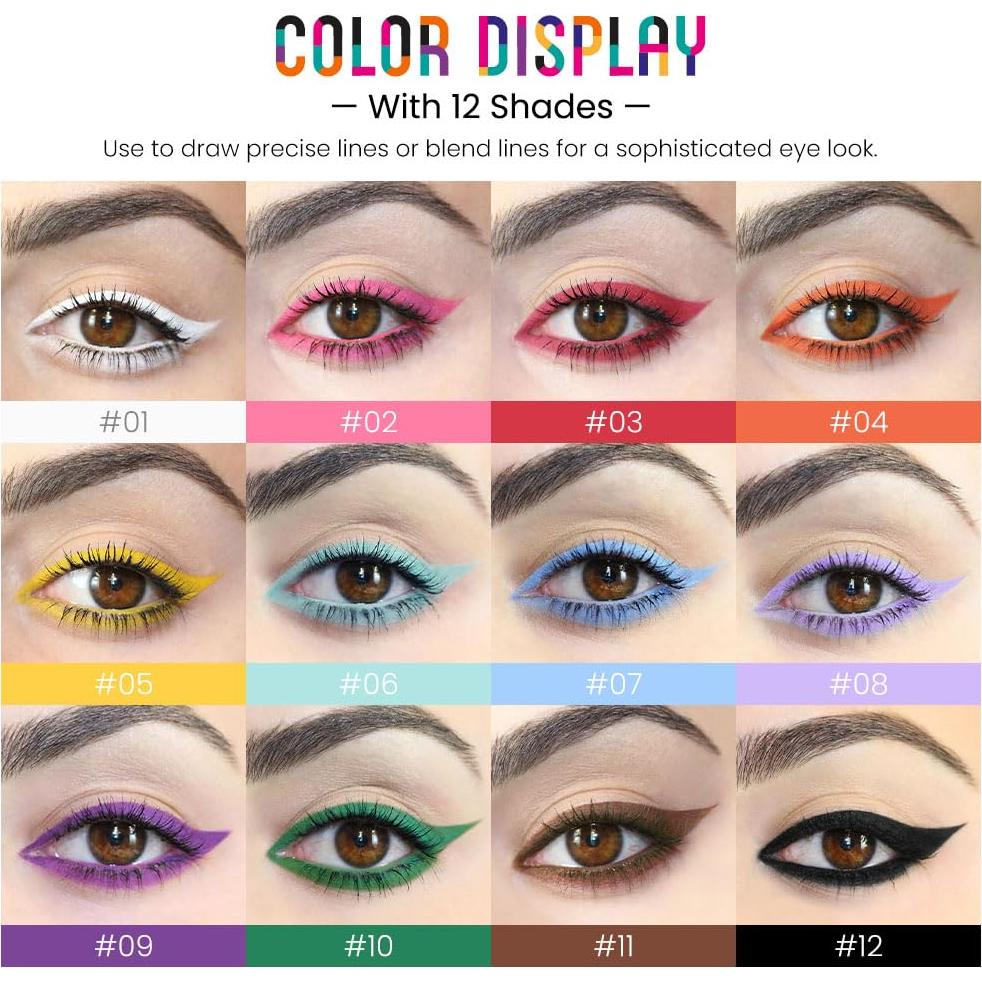 Conjunto de Lápices Delineador de Ojos Mate 12 Colores Evpct