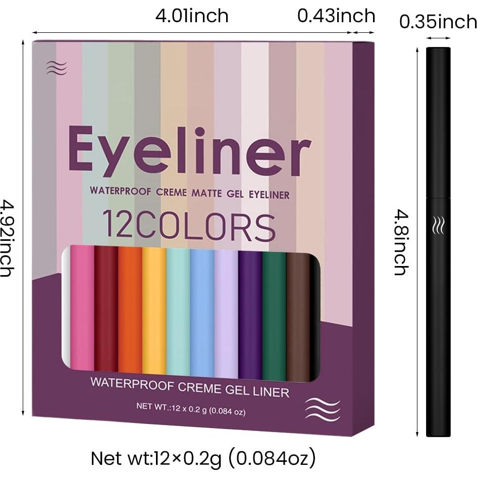 Conjunto de Lápices Delineador de Ojos Mate 12 Colores Evpct