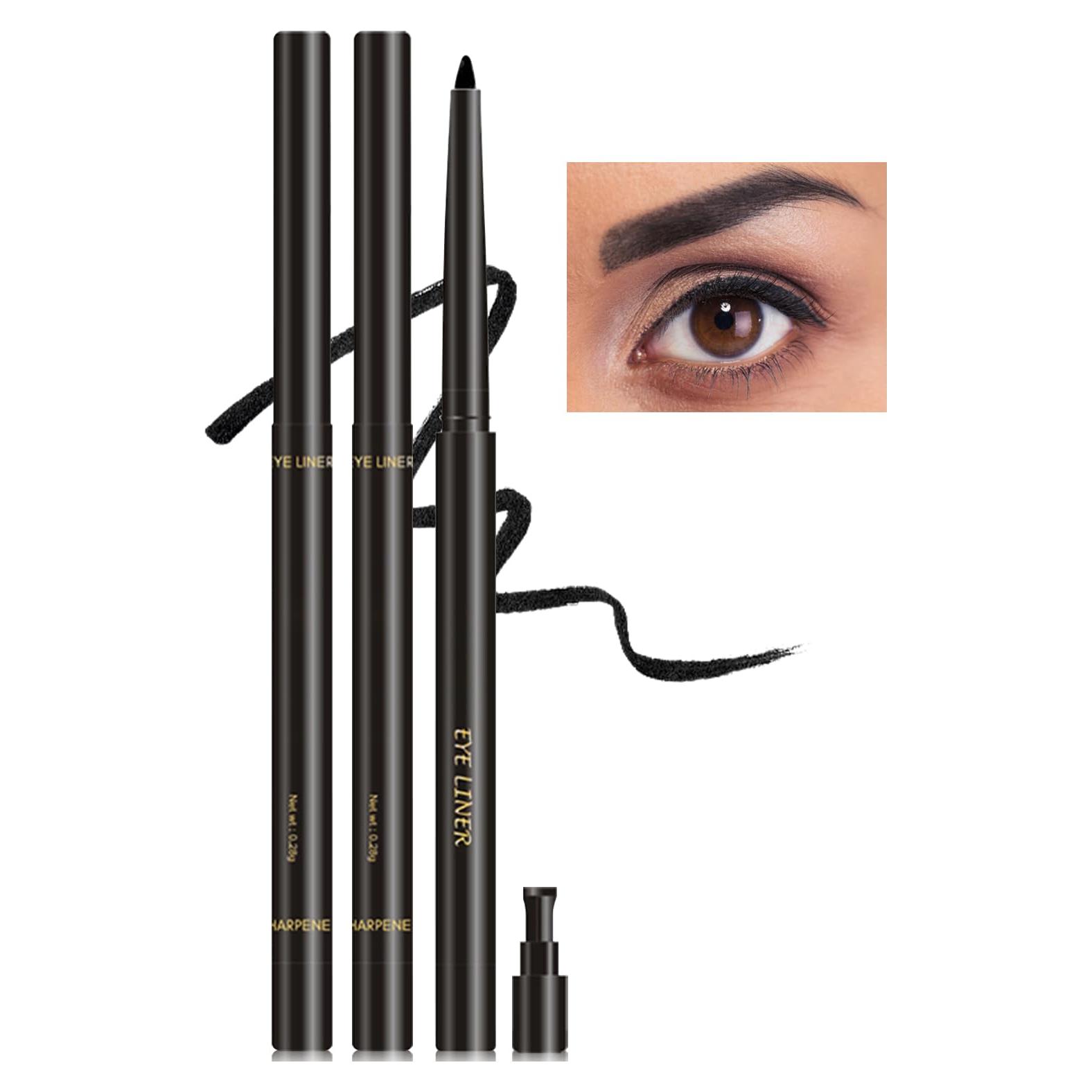 Delineador de Gel Negro Erinde 2PCS Impermeable con Sacapuntas